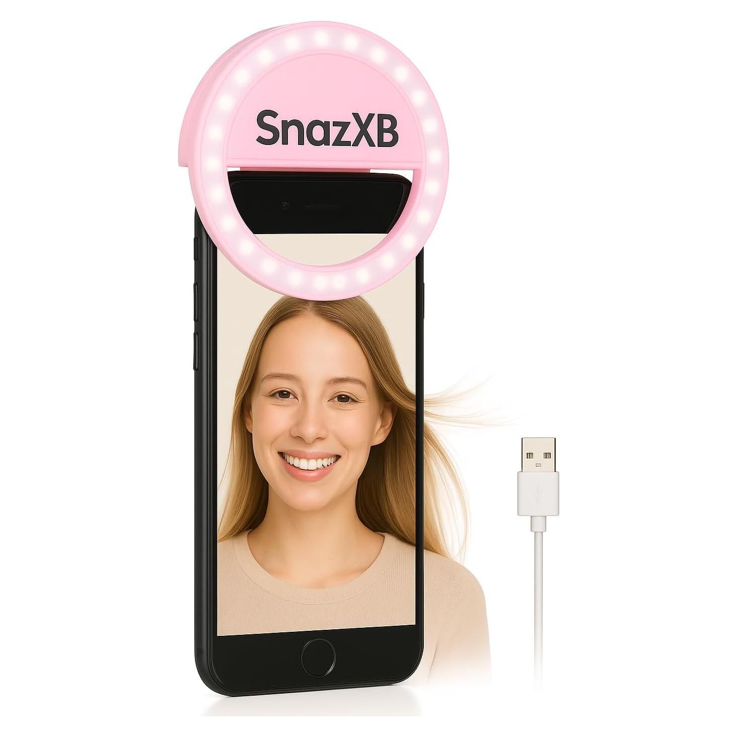 Luz de Anillo Selfie SnazXB Recargable con 36 LEDs Rosa