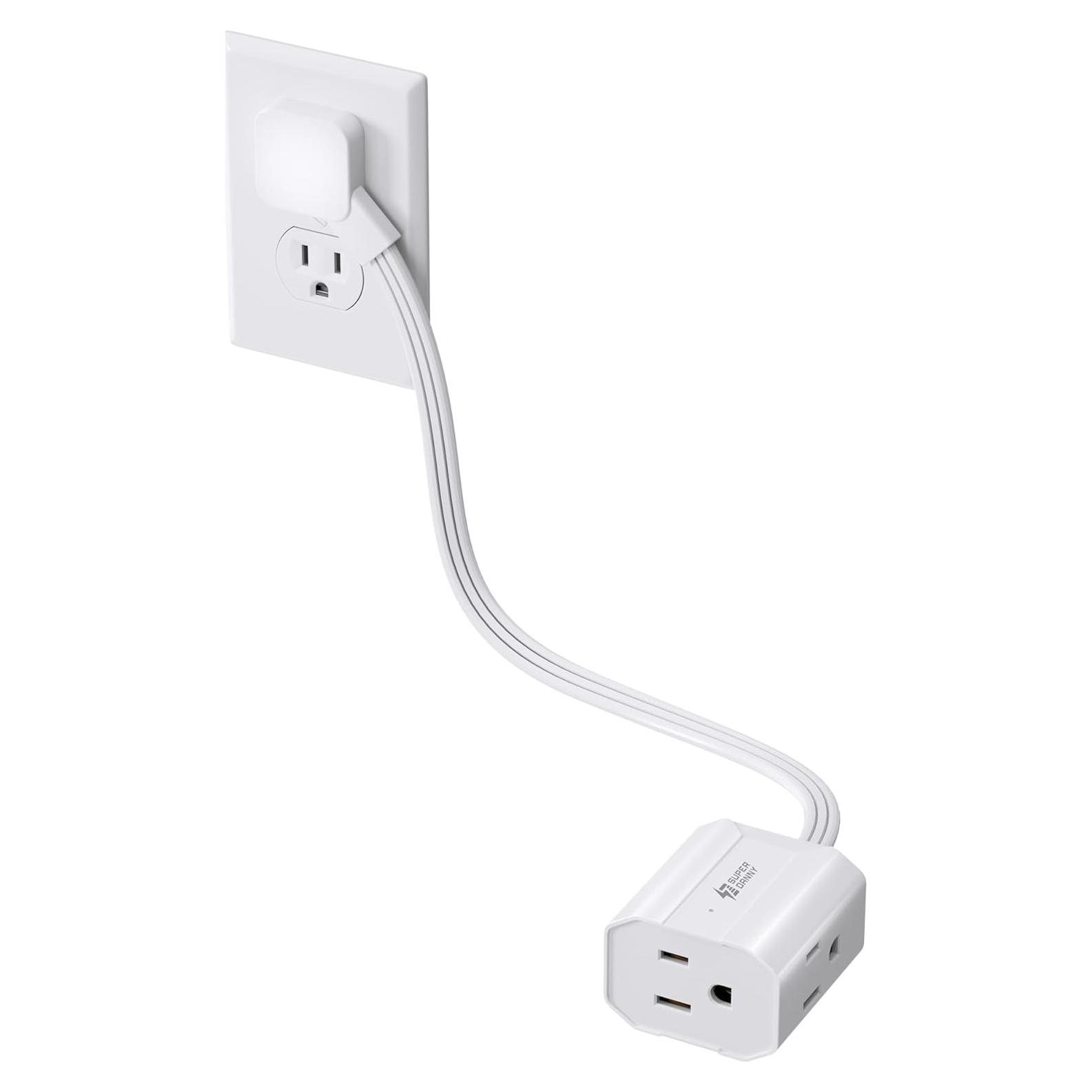 Cable de Extensión 0.46m SUPERDANNY 3 Salidas Enchufe Plano