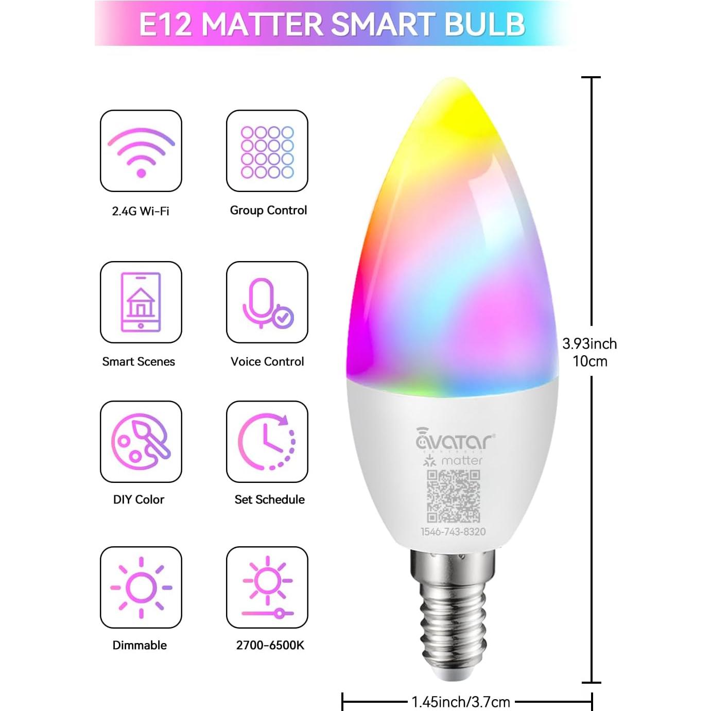 Bombilla Inteligente E12 Avatar Controls 5W RGBCW Matter