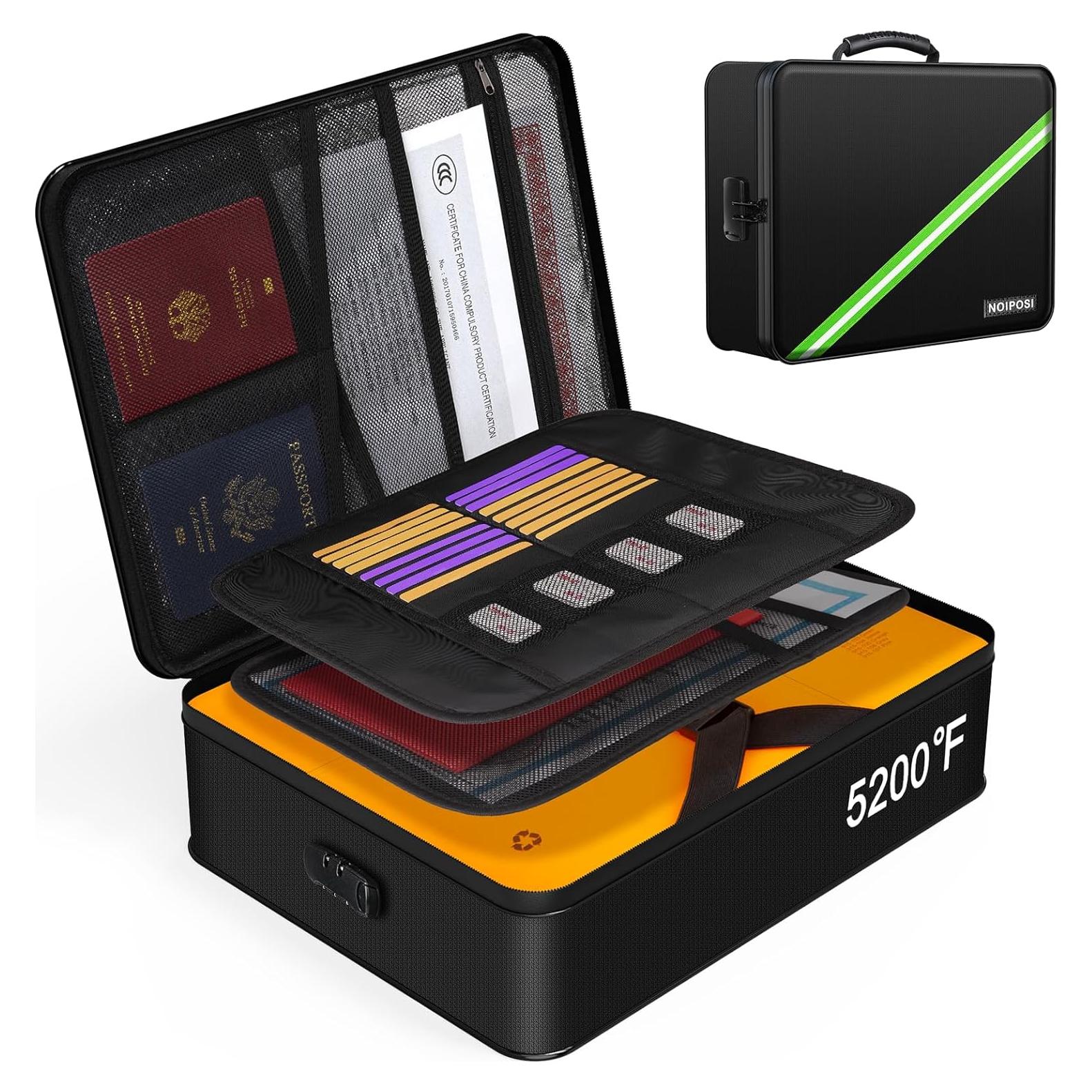 Organizador de Documentos Noiposi F30 A Prueba de Fuego Negro