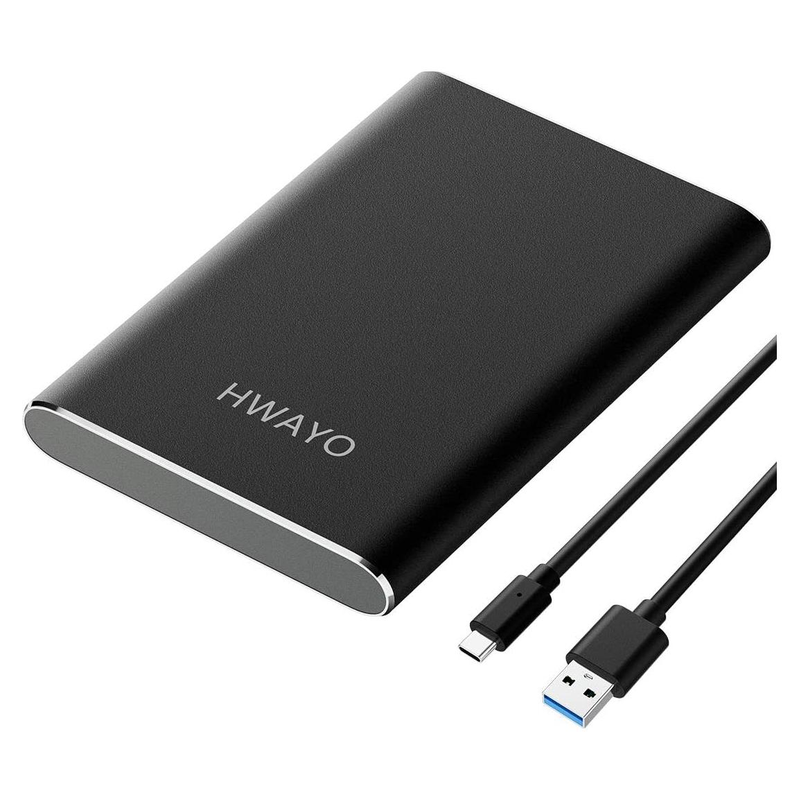 Disco Duro Externo Portátil HWAYO 1TB USB 3.1 Tipo C Negro