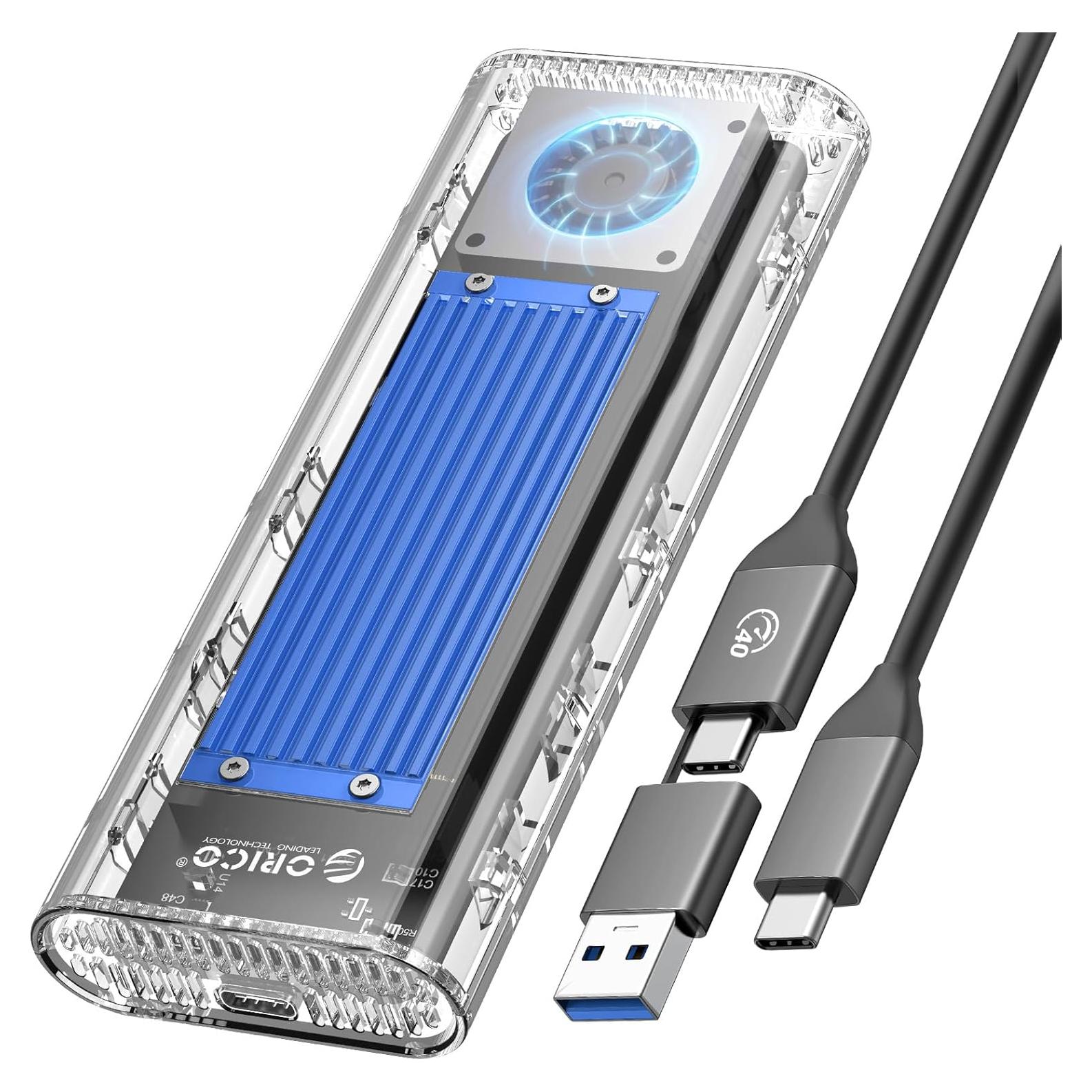 Carcasa SSD M.2 NVMe ORICO TCM2-U4-BL 40Gbps con Ventilador