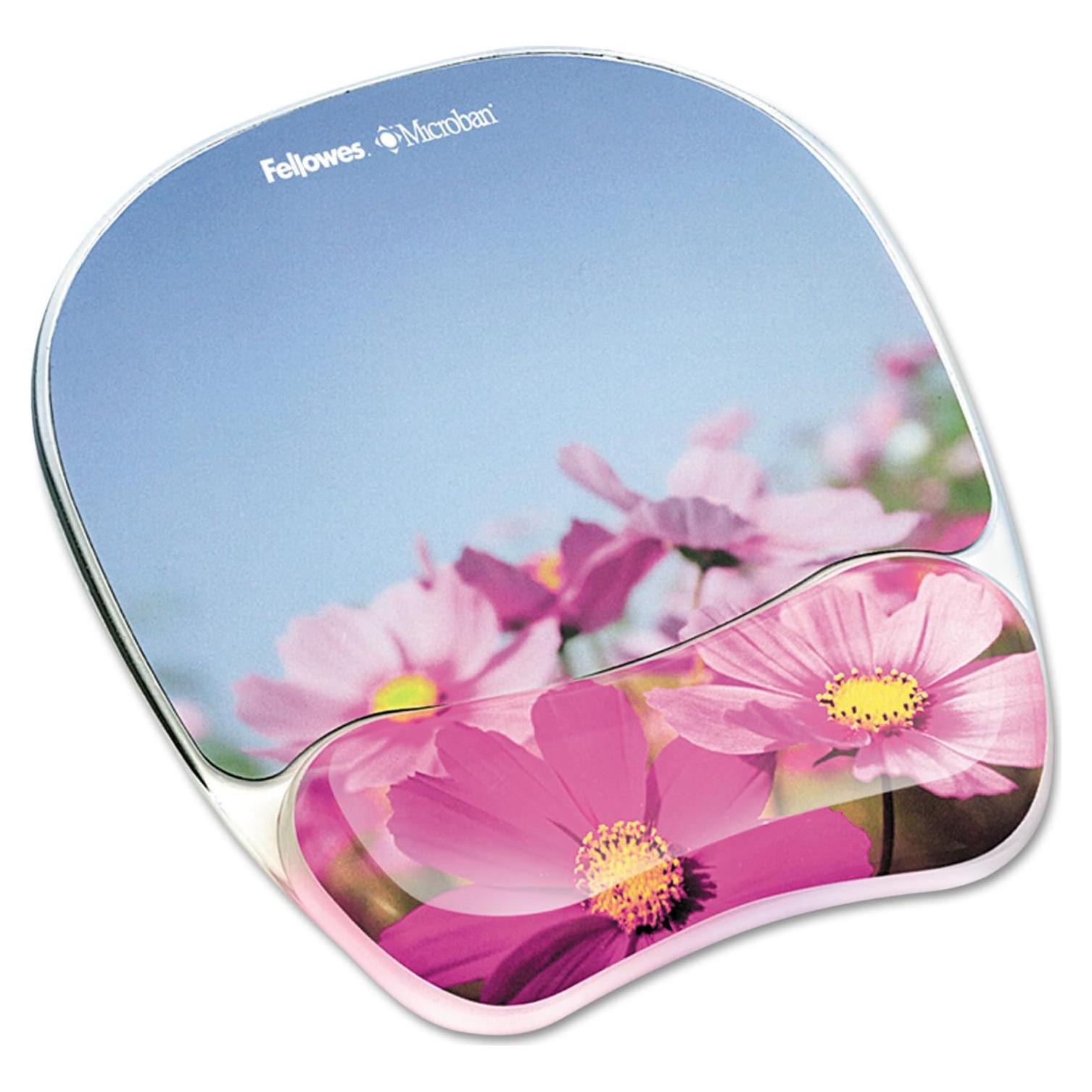 Almohadilla de Ratón de Gel Fellowes 23.5x20 cm Flores Rosadas