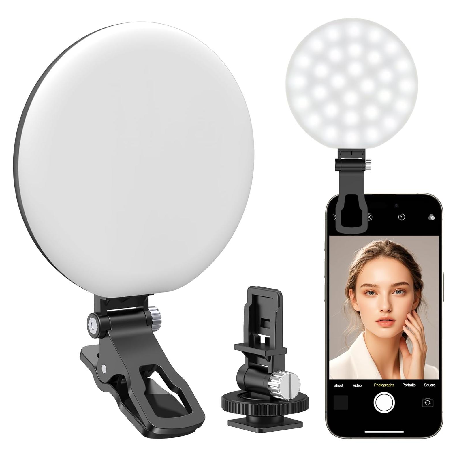 Luz de Anillo LED Anautin D6 2500-6500K Recargable Negro