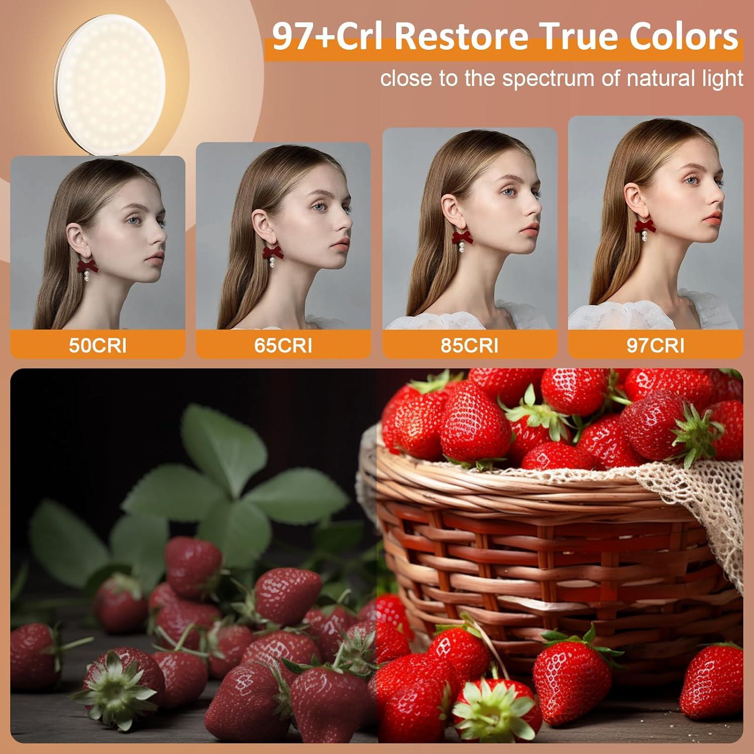 Luz de Anillo LED Anautin D6 2500-6500K Recargable Negro