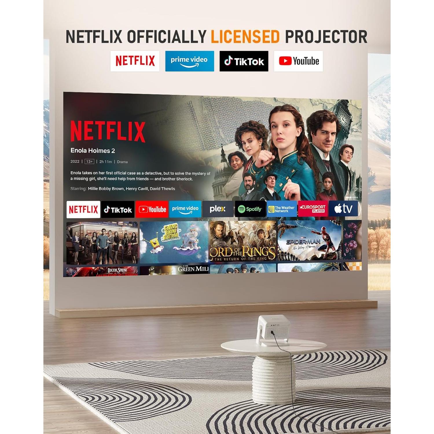 Proyector VISSPL 4K Inteligente con WiFi y Bluetooth, Autoenfoque