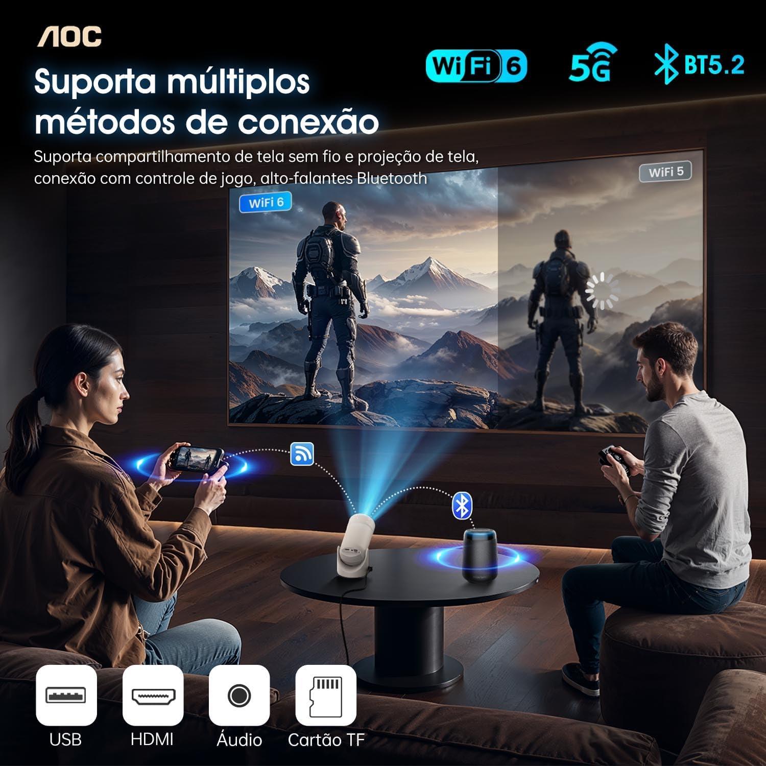 Proyector Mini AOC XL2-220 Full HD 8000 Lúmenes WiFi Bluetooth