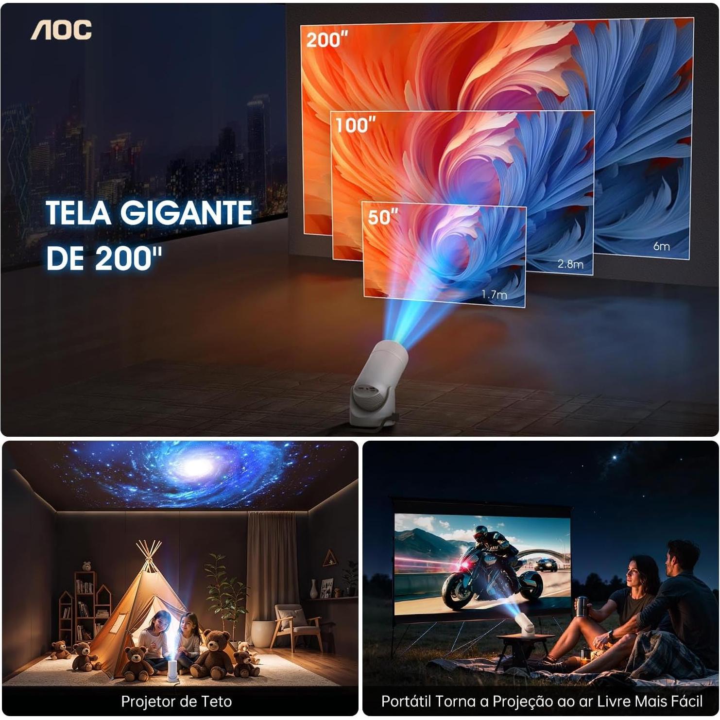 Proyector Mini AOC XL2-220 Full HD 8000 Lúmenes WiFi Bluetooth