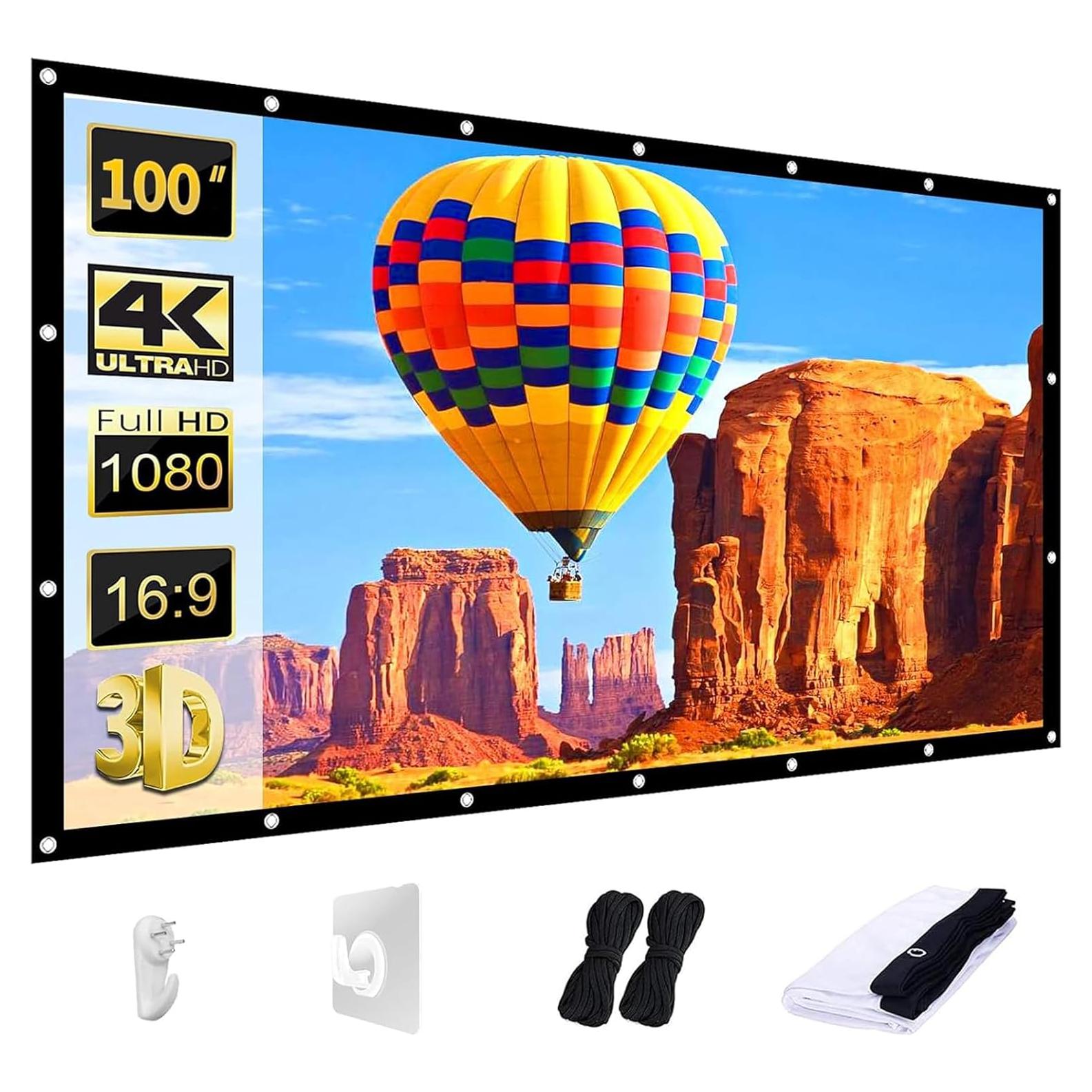 Pantalla de Proyector AAJK 100" Plegable 16:9 Lavable
