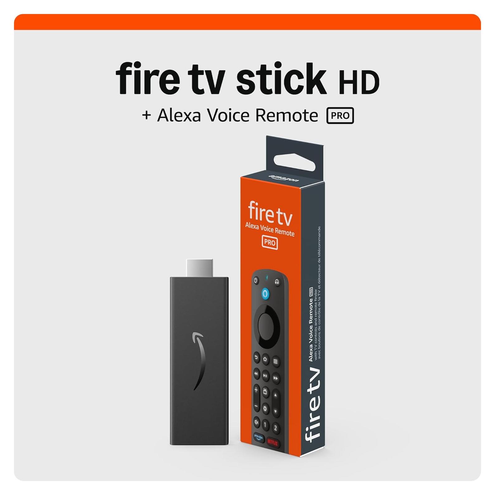 Fire TV Stick HD streaming device bundle with Alexa Voice Remote Pro
