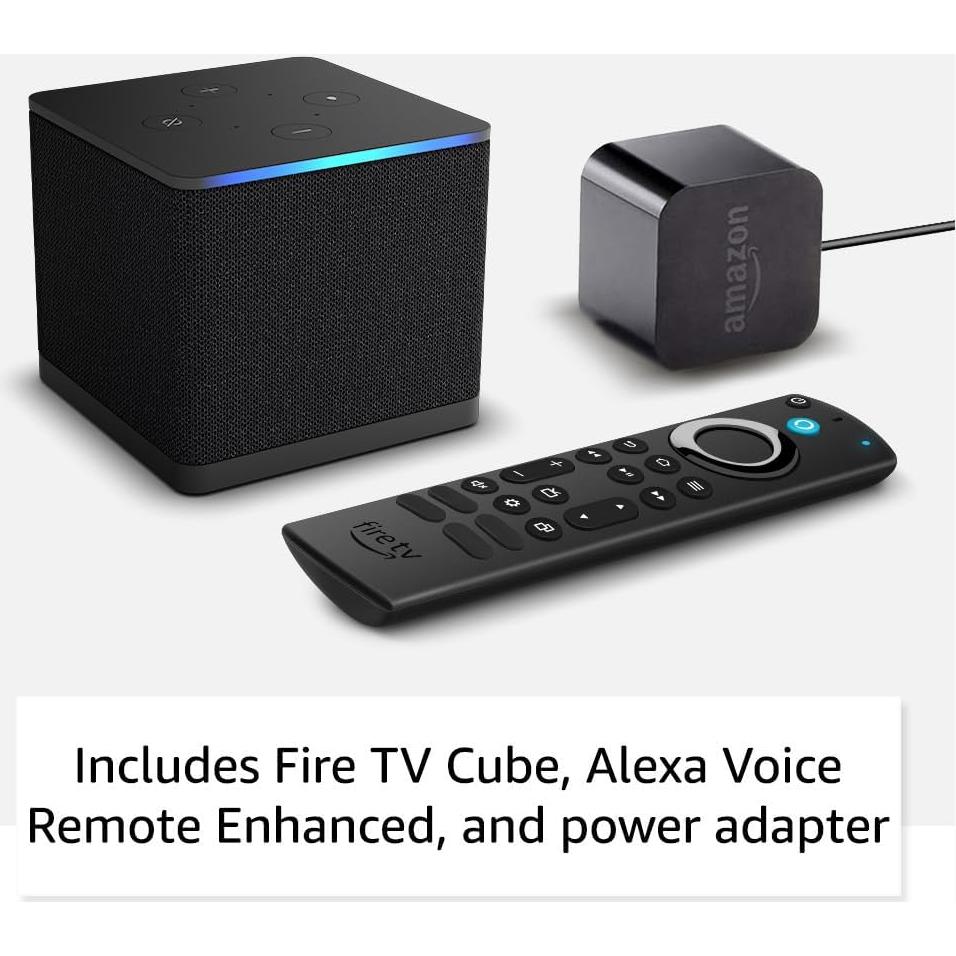Like-New Amazon Fire TV Cube (newest model) with AI-powered Fire TV Search, Hands-free streaming device with Alexa, Wi-Fi 6E, 4K Ultra HD