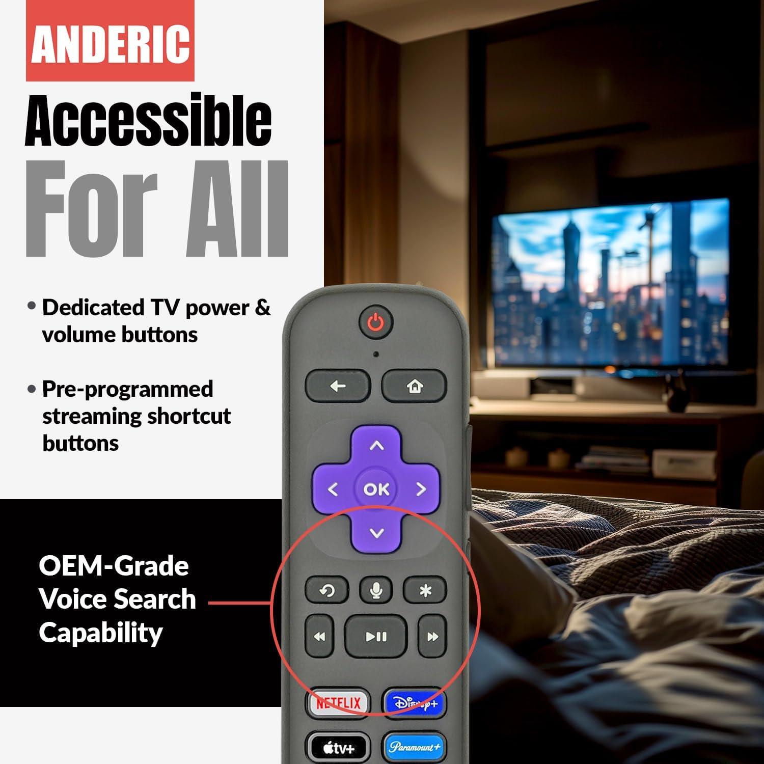 Control Remoto Universal Anderic RC-FA1 para Roku - Voz