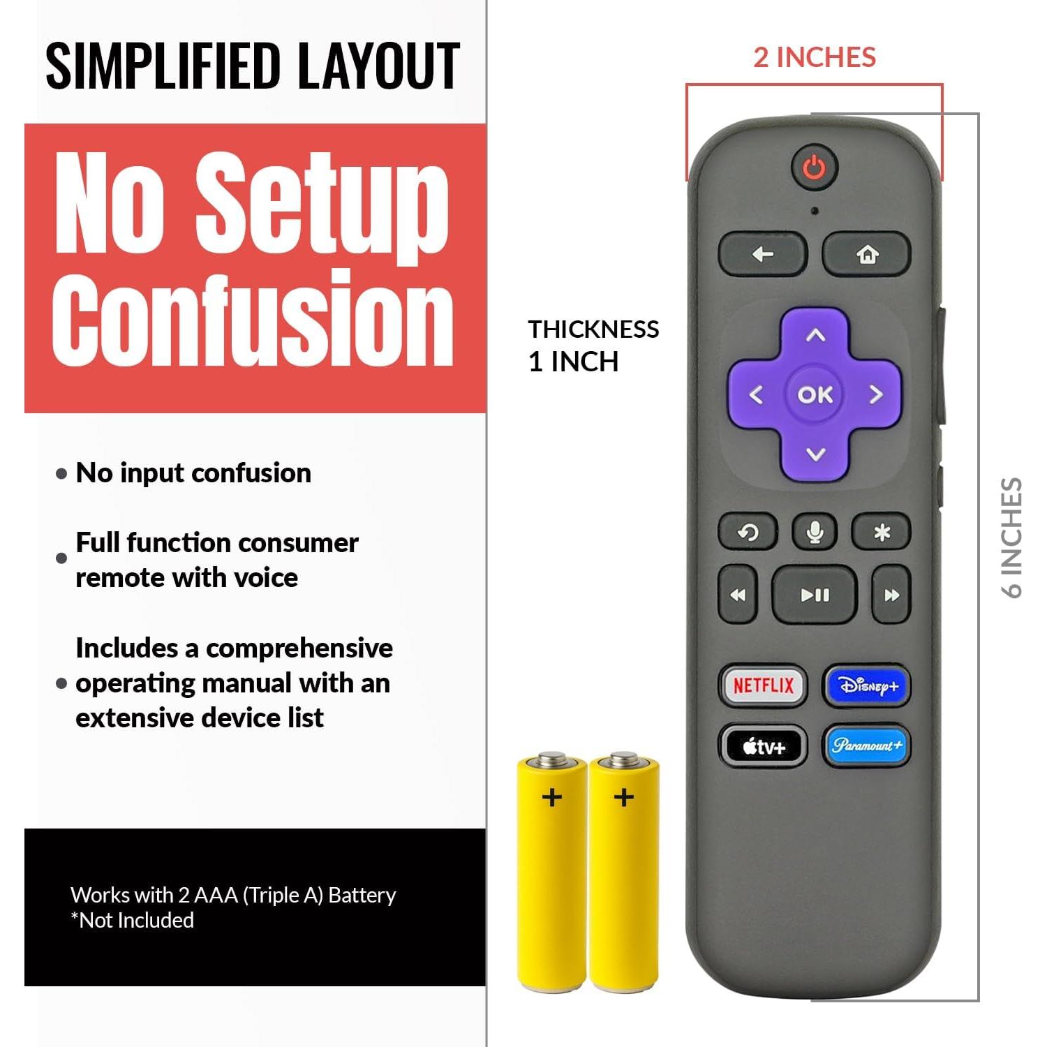 Control Remoto Universal Anderic RC-FA1 para Roku - Voz