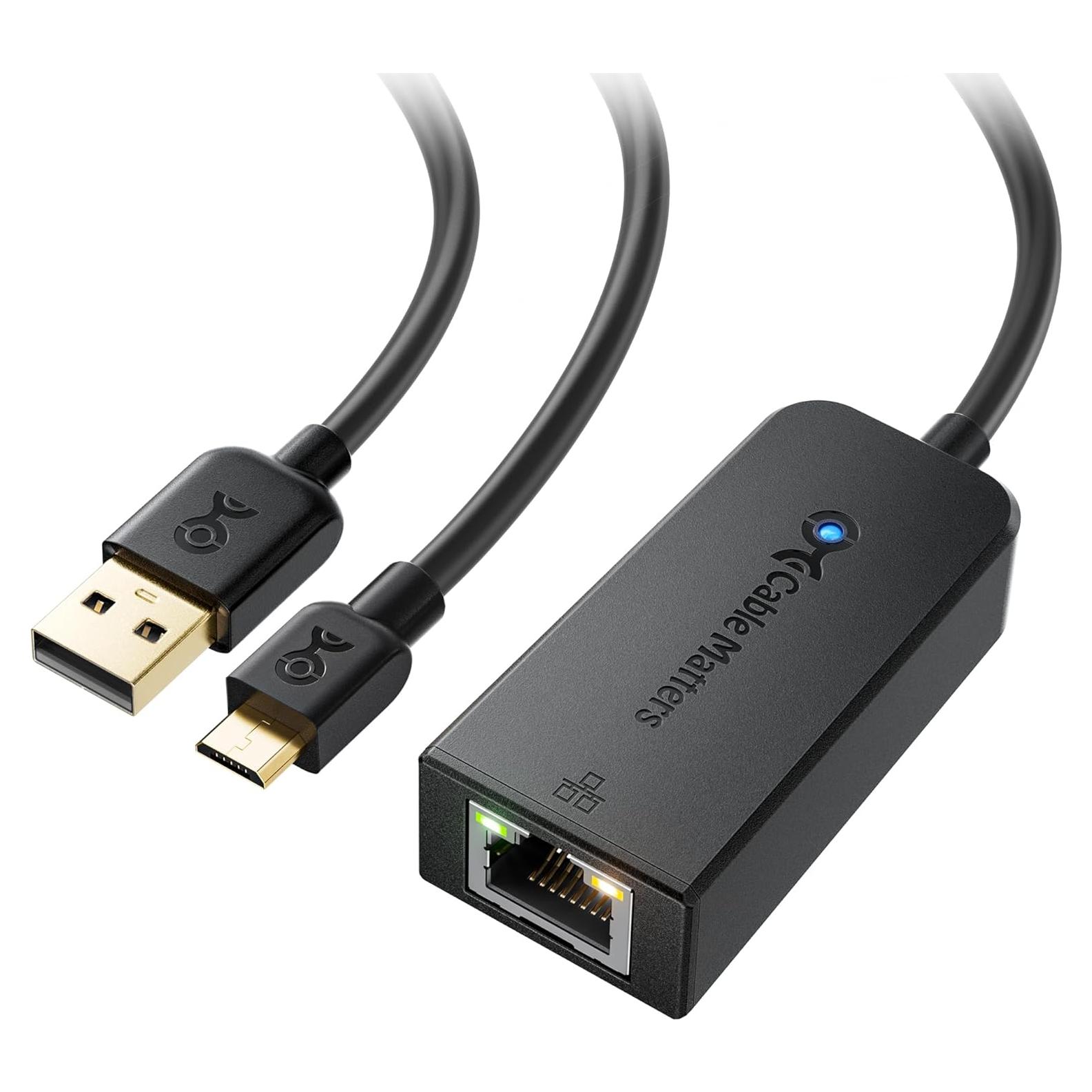Adaptador Ethernet Micro USB Cable Matters 480Mbps para Fire Stick