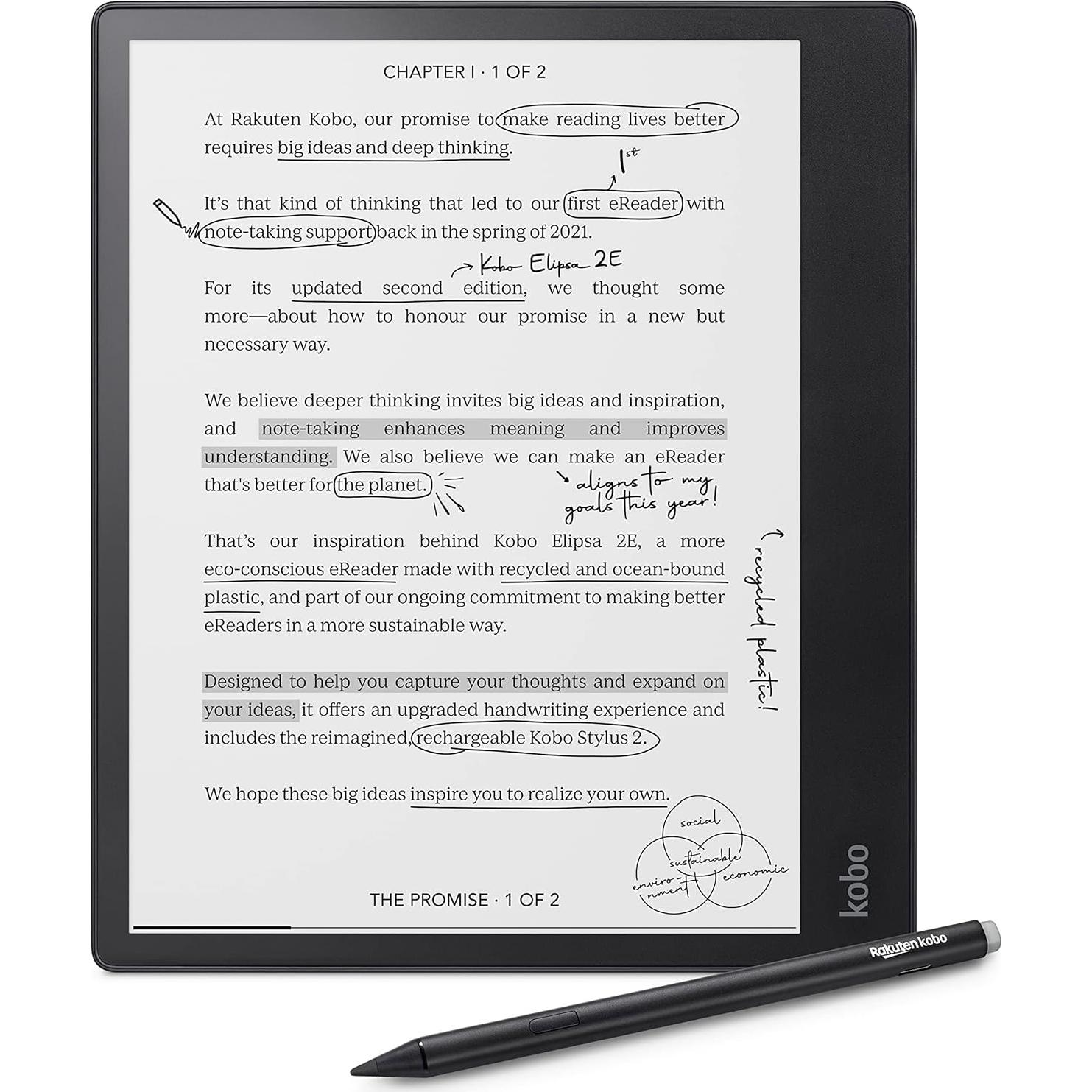 Kobo Elipsa 2E - eReader 10.3" (26.16 cm) 32GB con SleepCover Negro