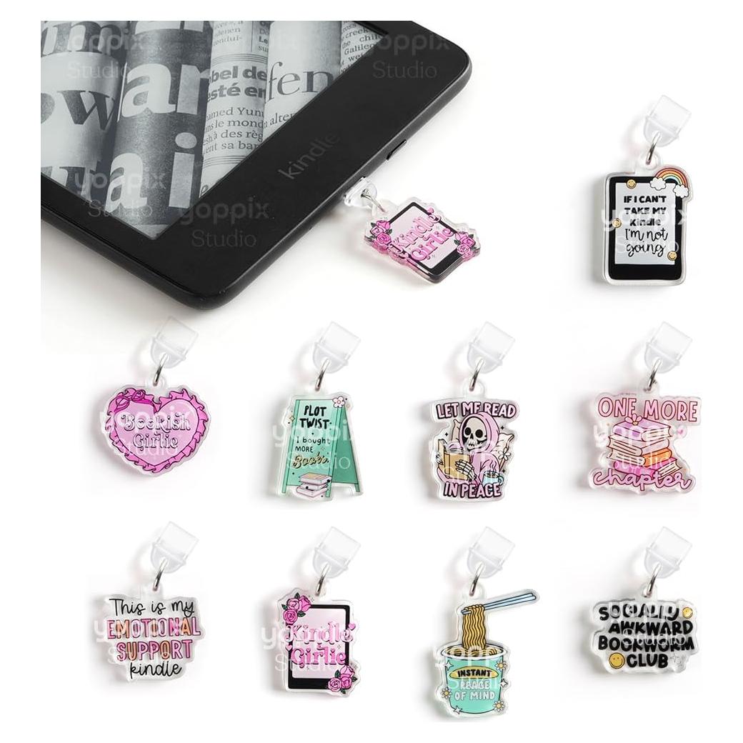 9 Encantos Acrílicos para E-Reader Yoppix Tipo C Divertidos