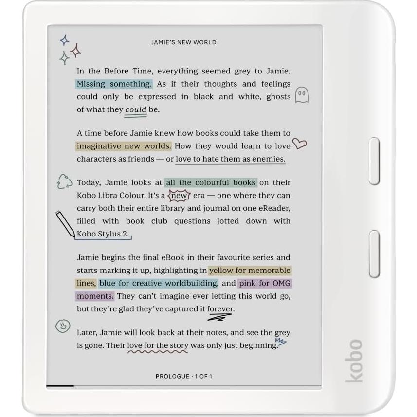eReader Kobo Libra Color Blanco 32GB con Funda y Stylus