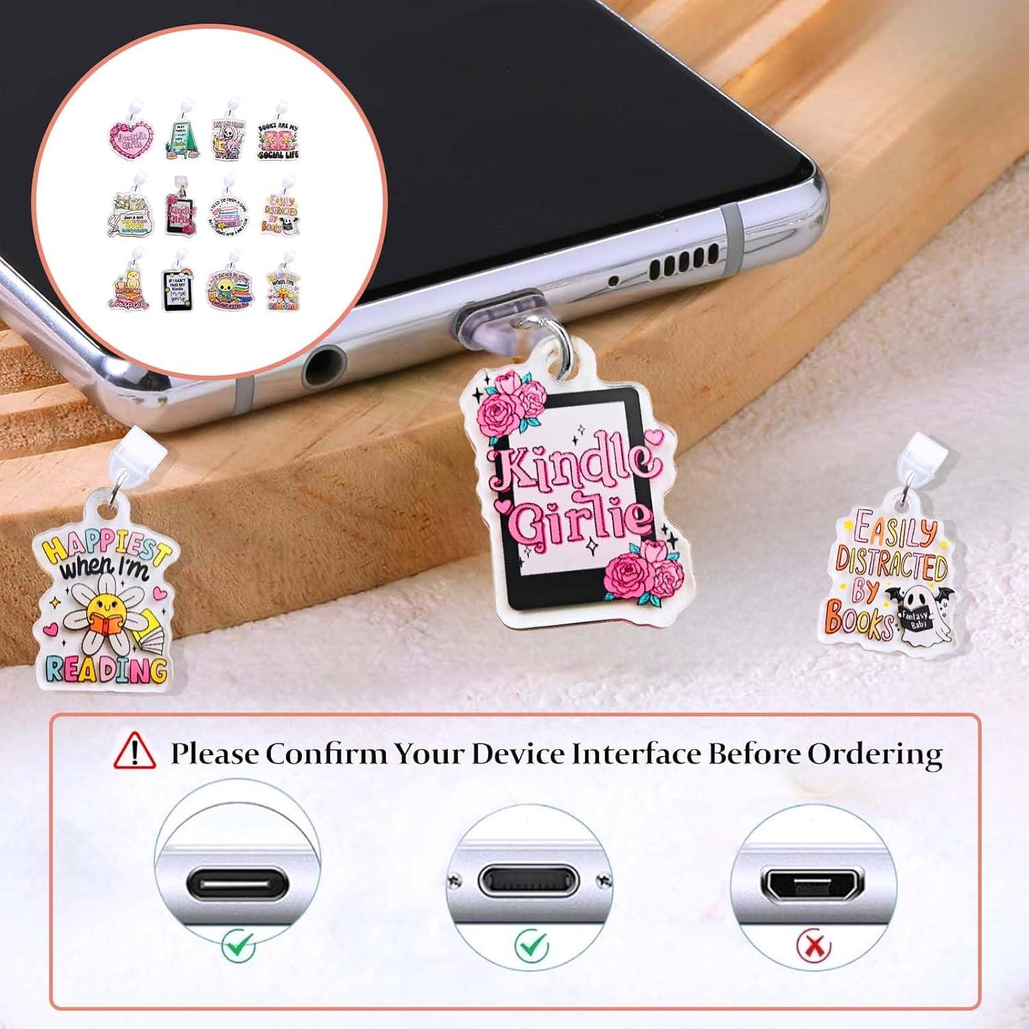 12 Encantos Tapones de Polvo Tipo C para E-Readers y Tabletas