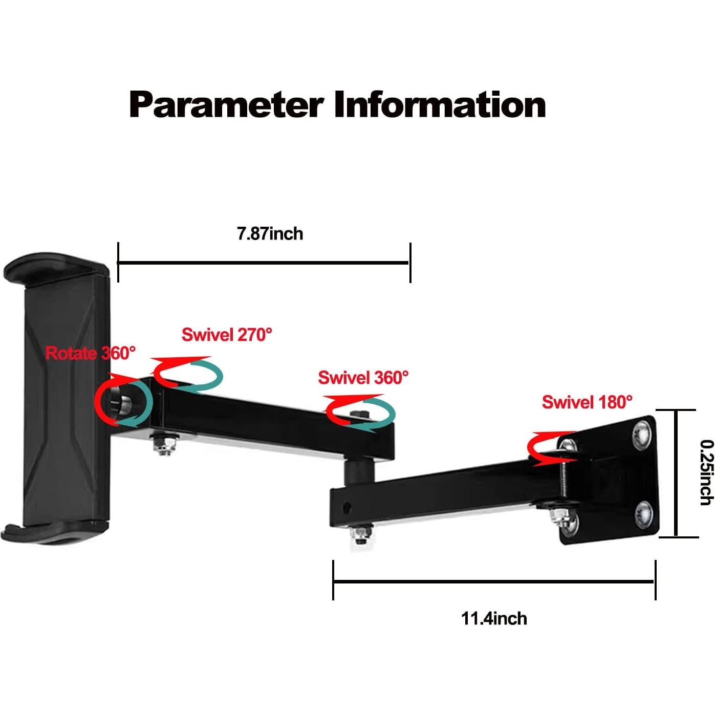 Soporte de Pared Plegable GSRUAN para Tabletas 4.7-12.9" Negro