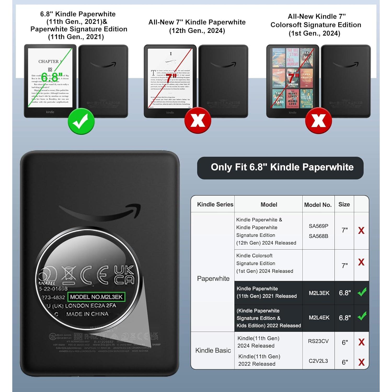 Funda MoKo para Kindle Paperwhite 6.8" 2021/2023 - Flores, PU