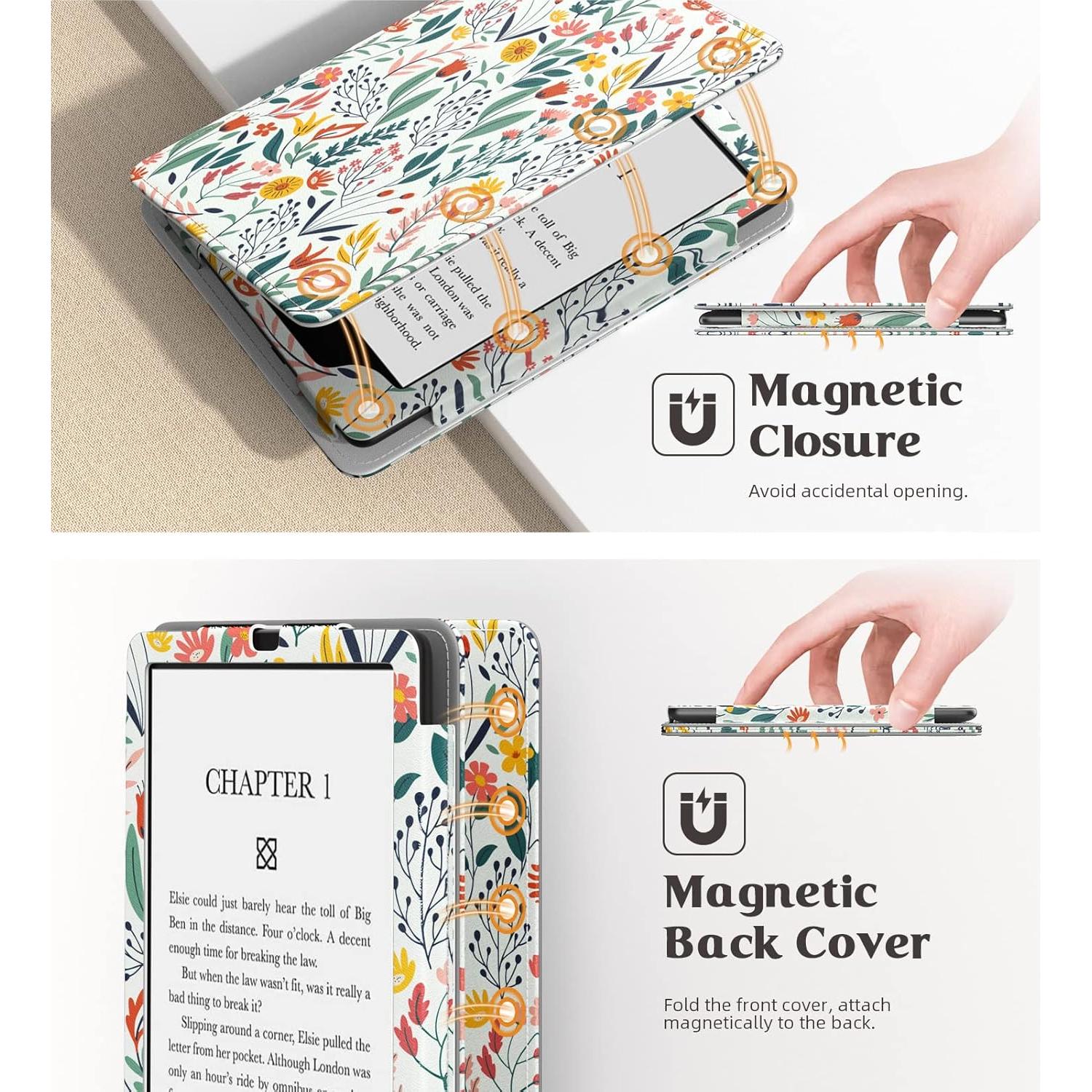 Funda MoKo para Kindle Paperwhite 6.8" 2021/2023 - Flores, PU