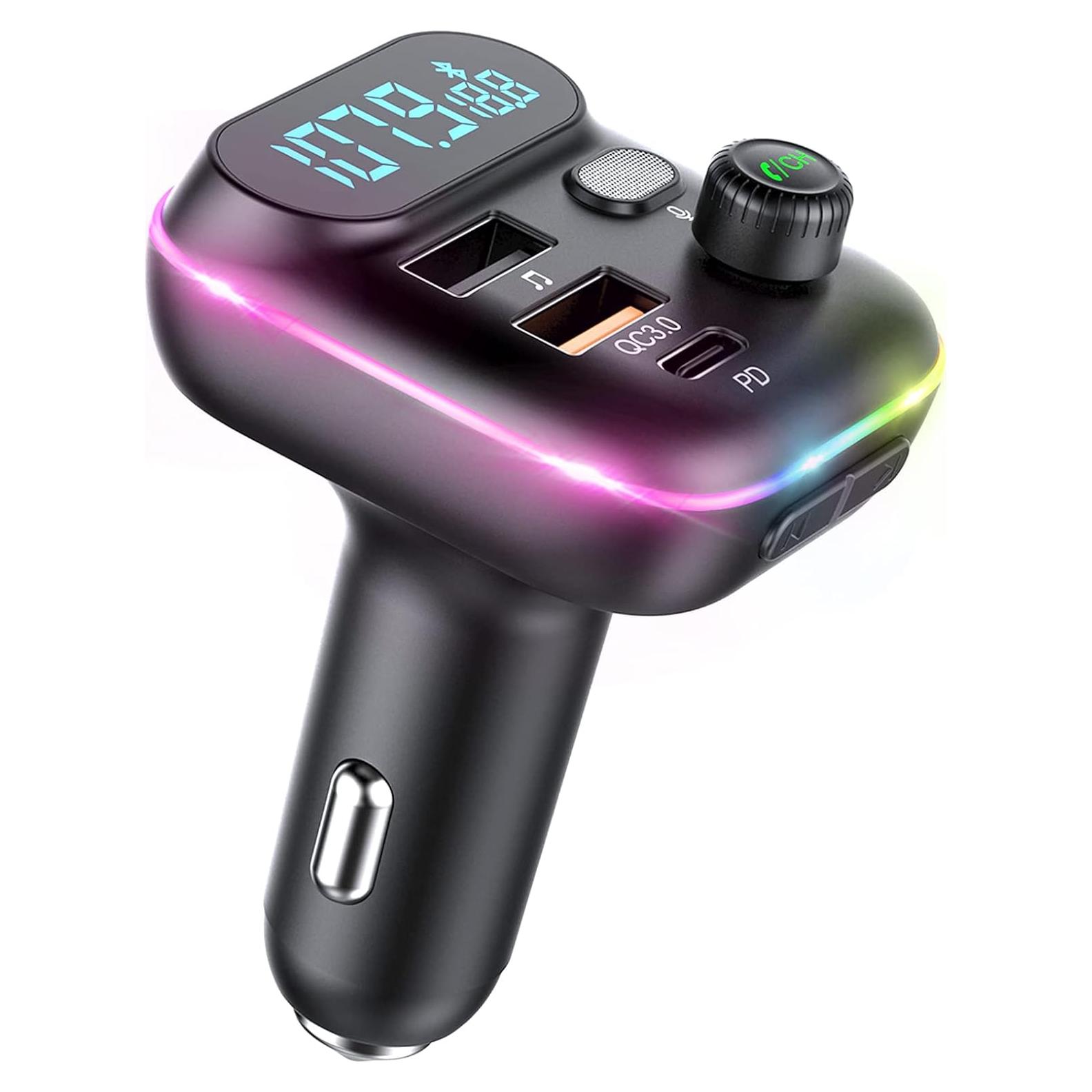 Transmisor FM Bluetooth 5.0 VR con Carga Rápida 20W y LED