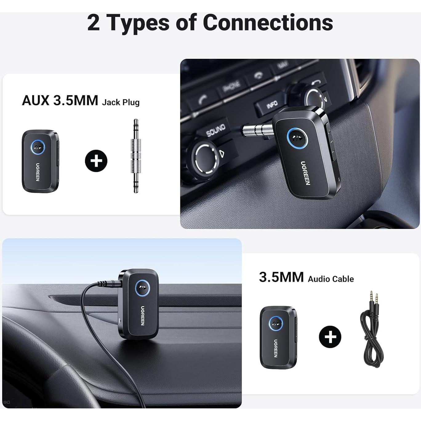 Adaptador Aux Bluetooth UGREEN 5.4 con Cancelación de Ruido