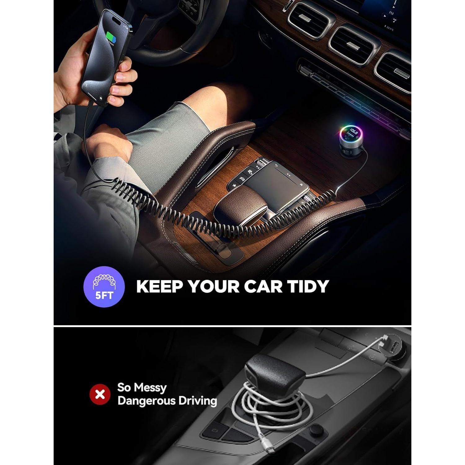 Transmisor FM Bluetooth 5.4 JOYROOM JR-CCB02 Carga Rápida 60W