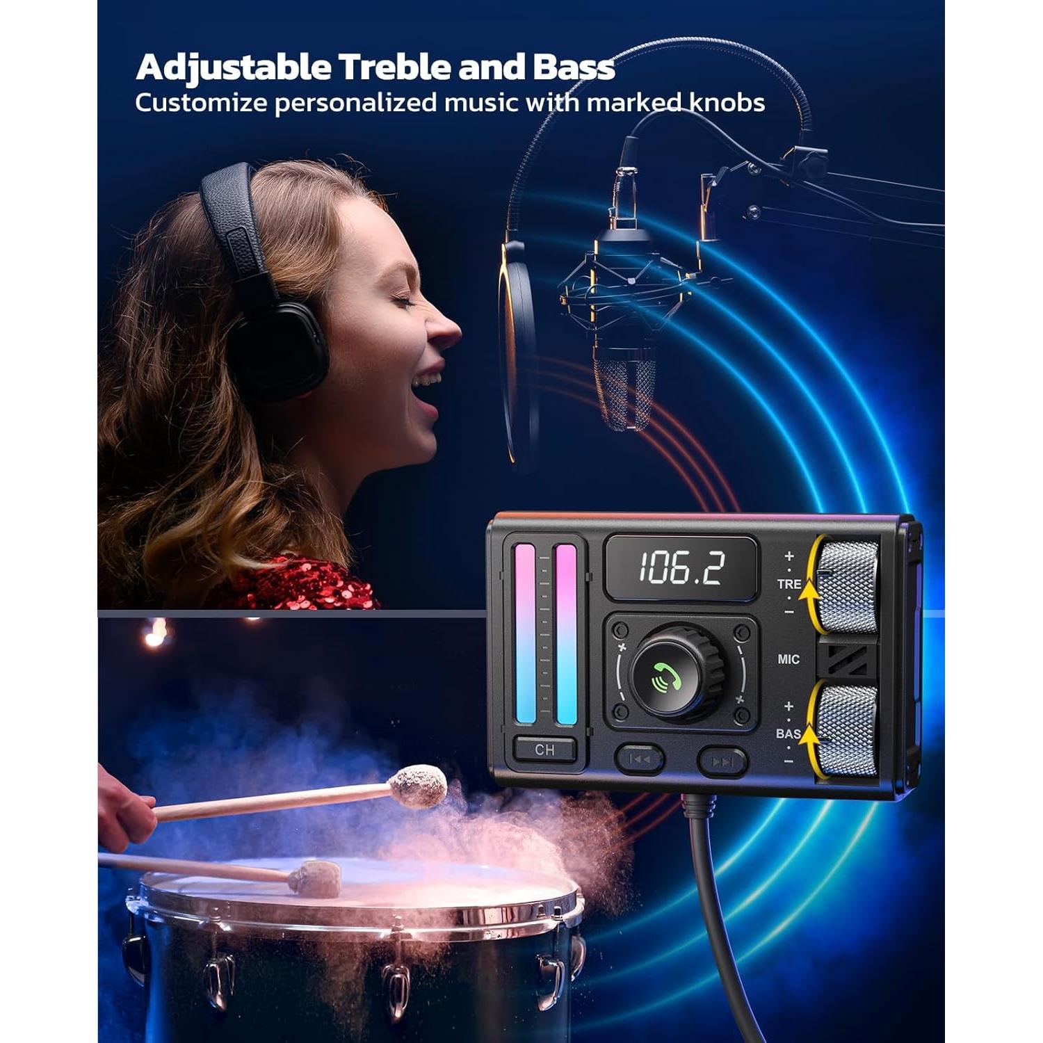 Adaptador Bluetooth 5.3 Nulaxy para Coche con Cargador QC3.0