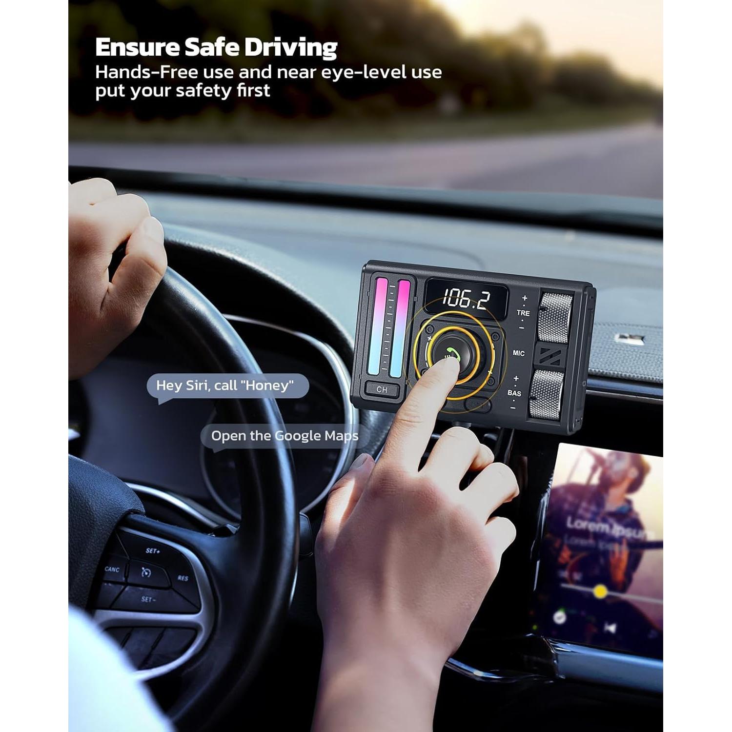 Adaptador Bluetooth 5.3 Nulaxy para Coche con Cargador QC3.0