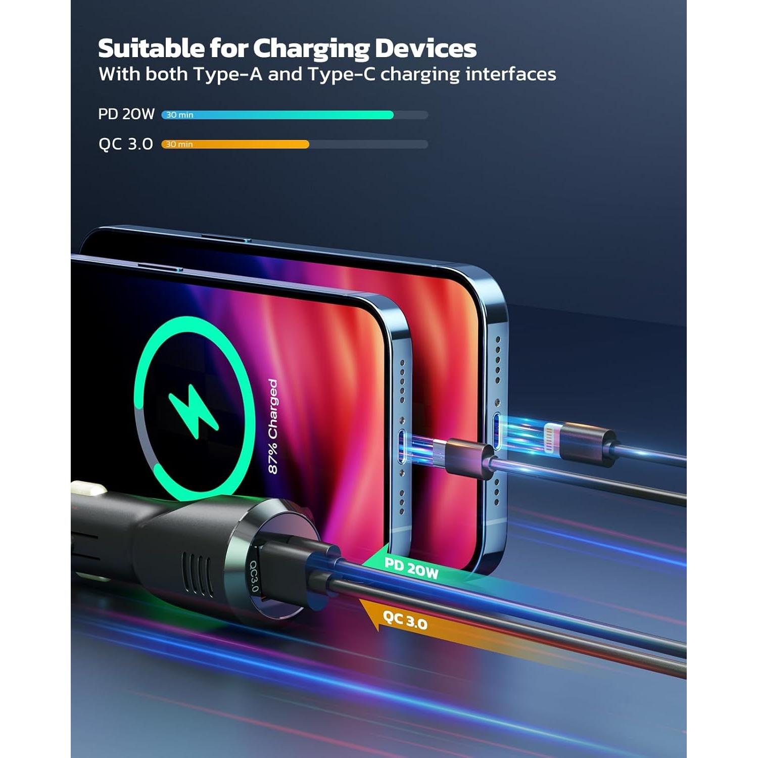 Adaptador Bluetooth 5.3 Nulaxy para Coche con Cargador QC3.0