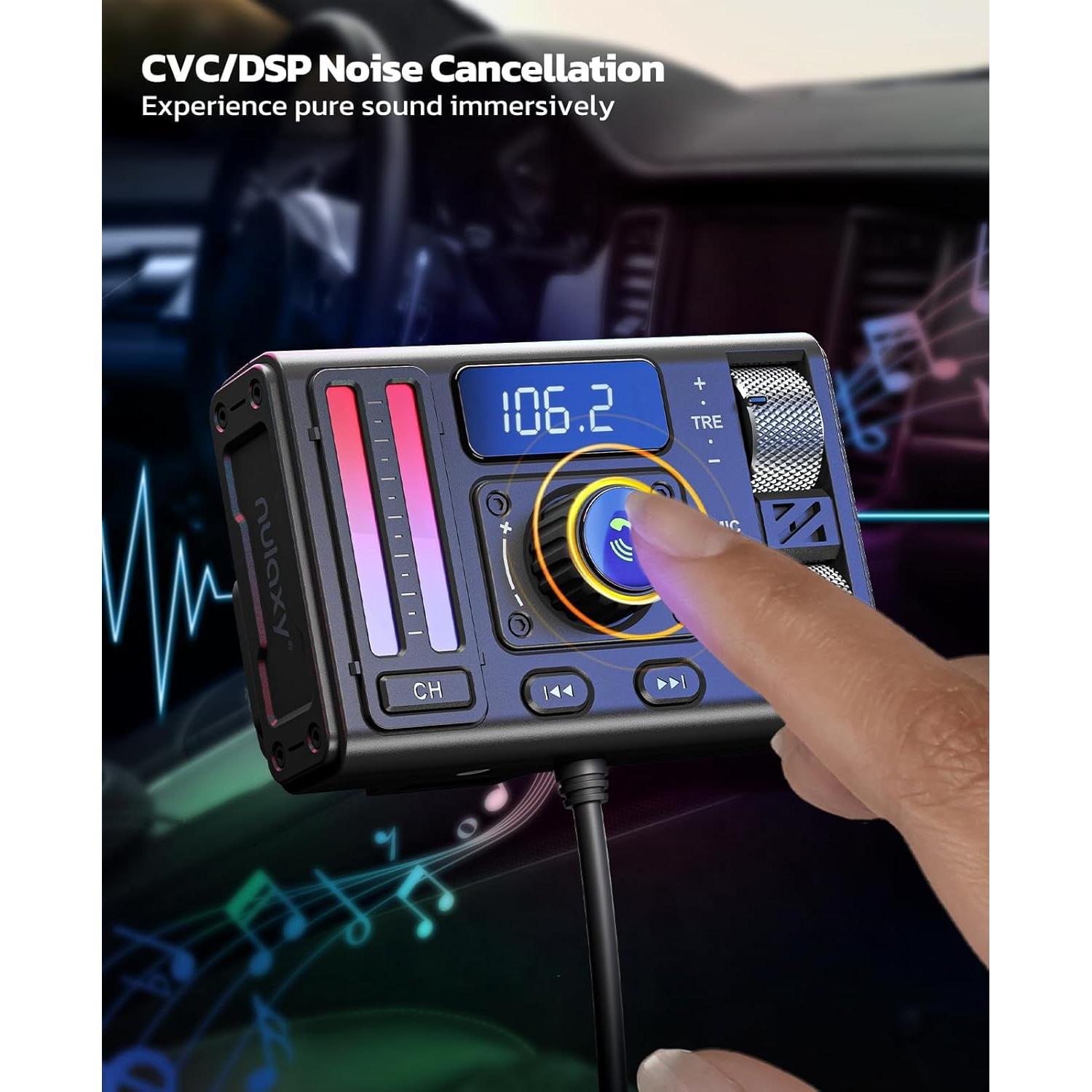 Adaptador Bluetooth 5.3 Nulaxy para Coche con Cargador QC3.0