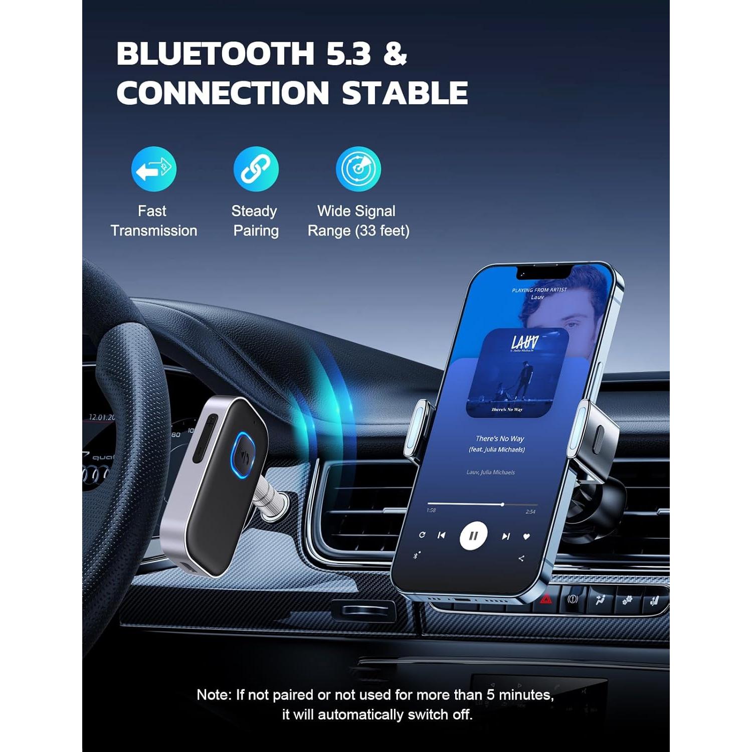 Receptor Bluetooth COMSOON J22 para Coche y Casa, 16H Batería