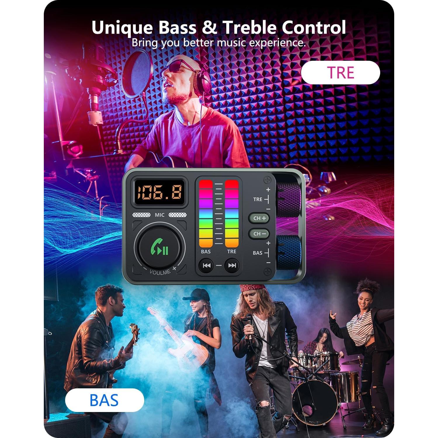 Adaptador Bluetooth LENCENT MT03 para Coche con Carga Rápida