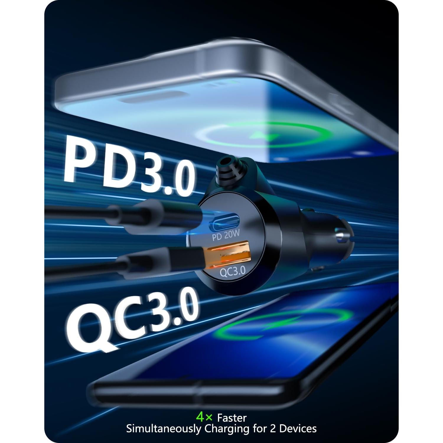 Adaptador Bluetooth LENCENT MT03 para Coche con Carga Rápida