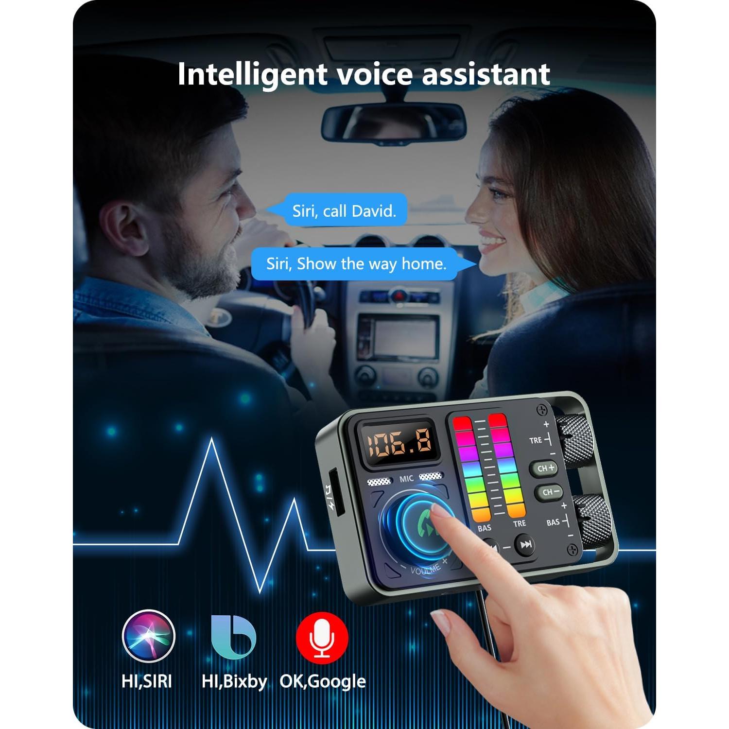 Adaptador Bluetooth LENCENT MT03 para Coche con Carga Rápida