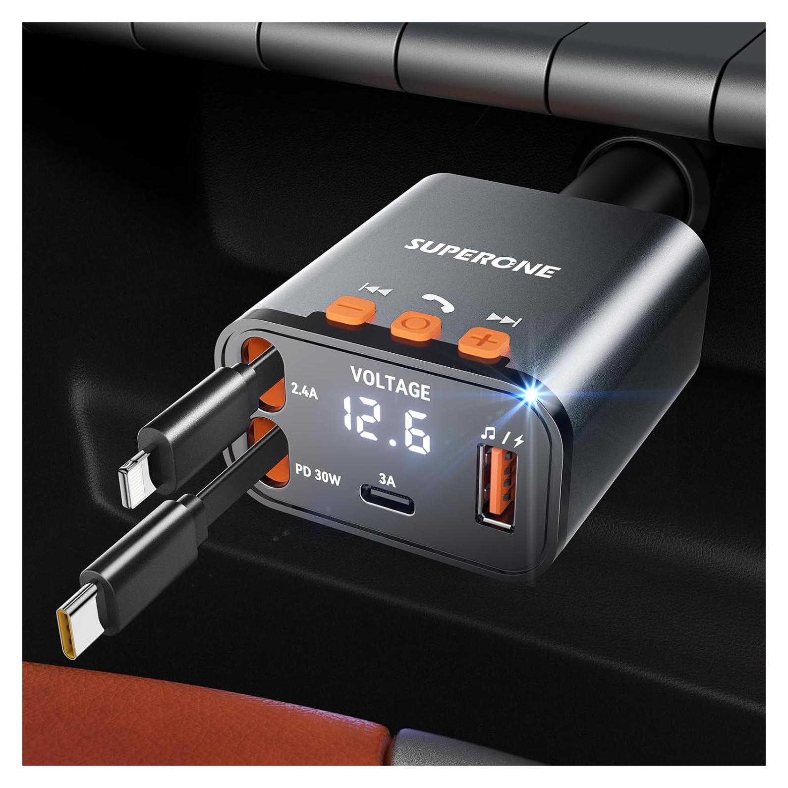 Adaptador de Coche Bluetooth 5.3 SUPERONE con Cargador 69W