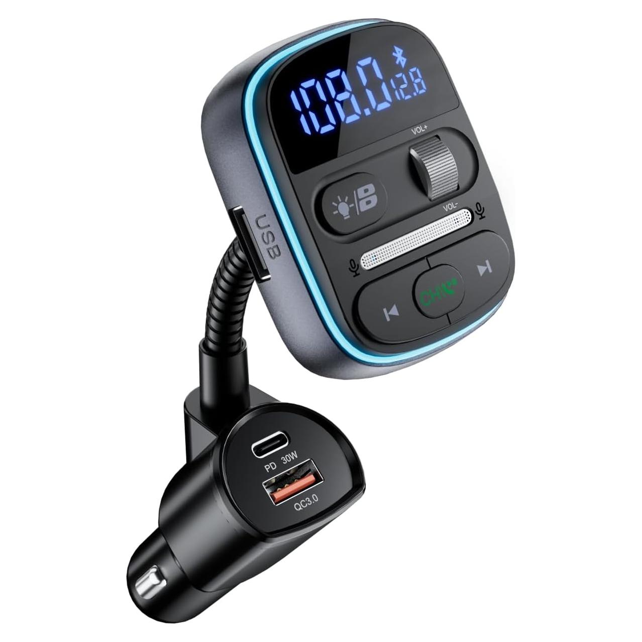 Transmisor FM Bluetooth LENCENT T77 30W Cargador Rápido QC3.0