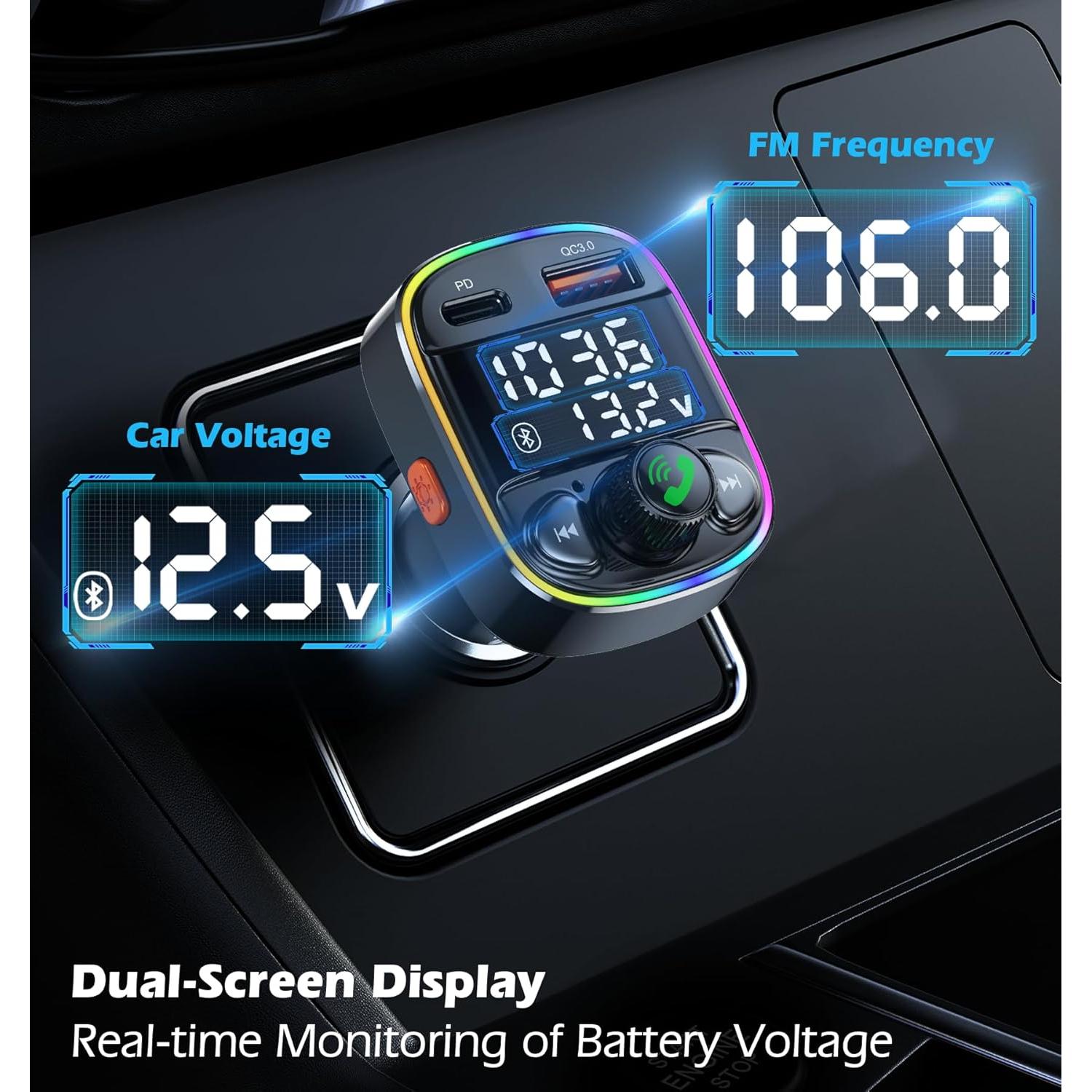 Adaptador Bluetooth para Coche LIHAN C87B, Cargador QC3.0, Llamadas Manos Libres