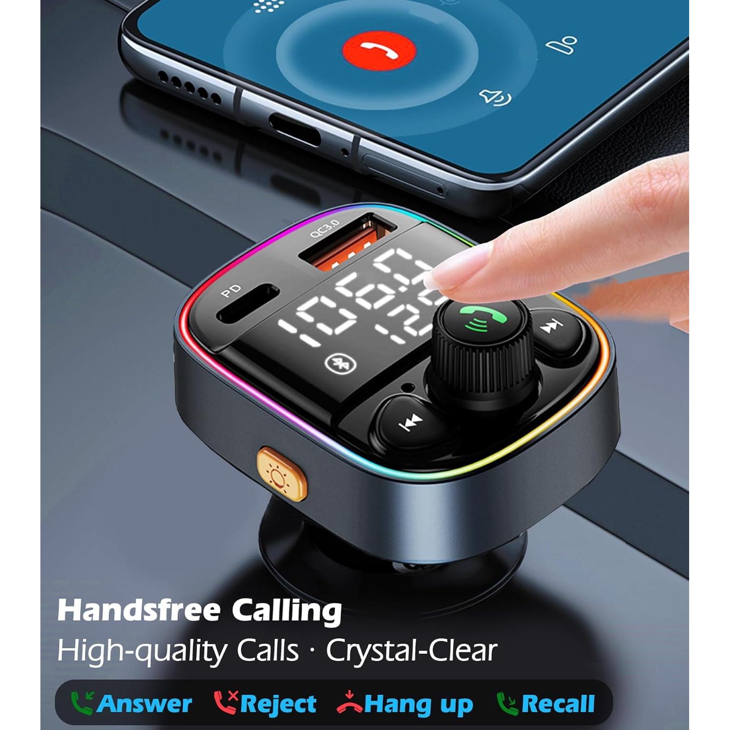 Adaptador Bluetooth para Coche LIHAN C87B, Cargador QC3.0, Llamadas Manos Libres