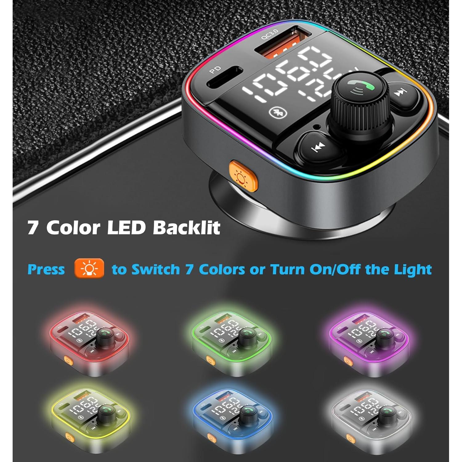 Adaptador Bluetooth para Coche LIHAN C87B, Cargador QC3.0, Llamadas Manos Libres