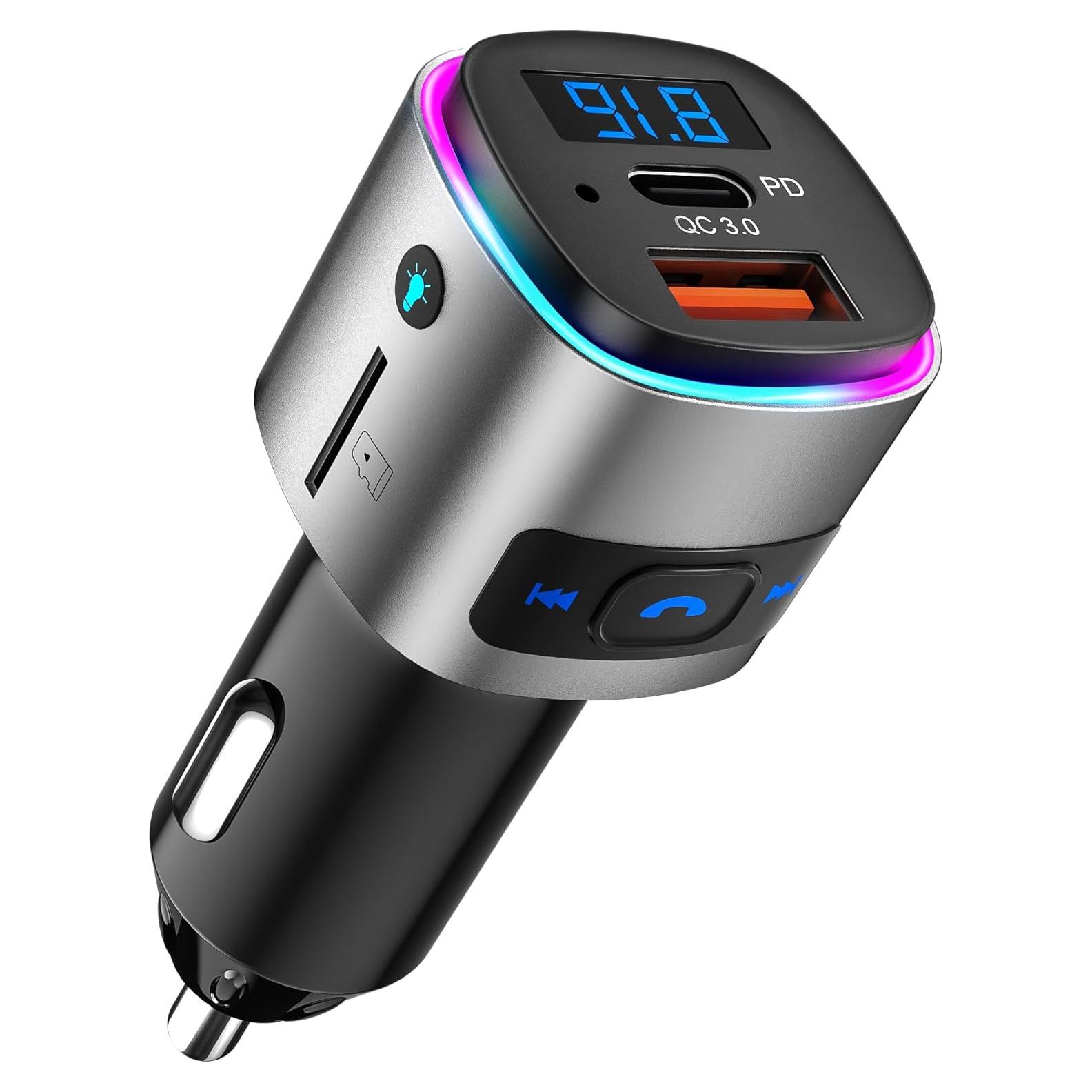 Transmisor FM Bluetooth SONRU BC41 con Carga Rápida 30W