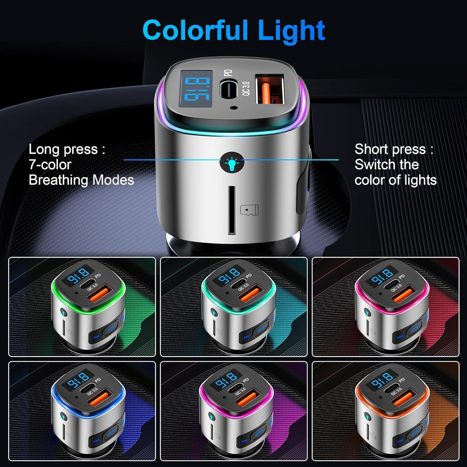 Transmisor FM Bluetooth SONRU BC41 con Carga Rápida 30W