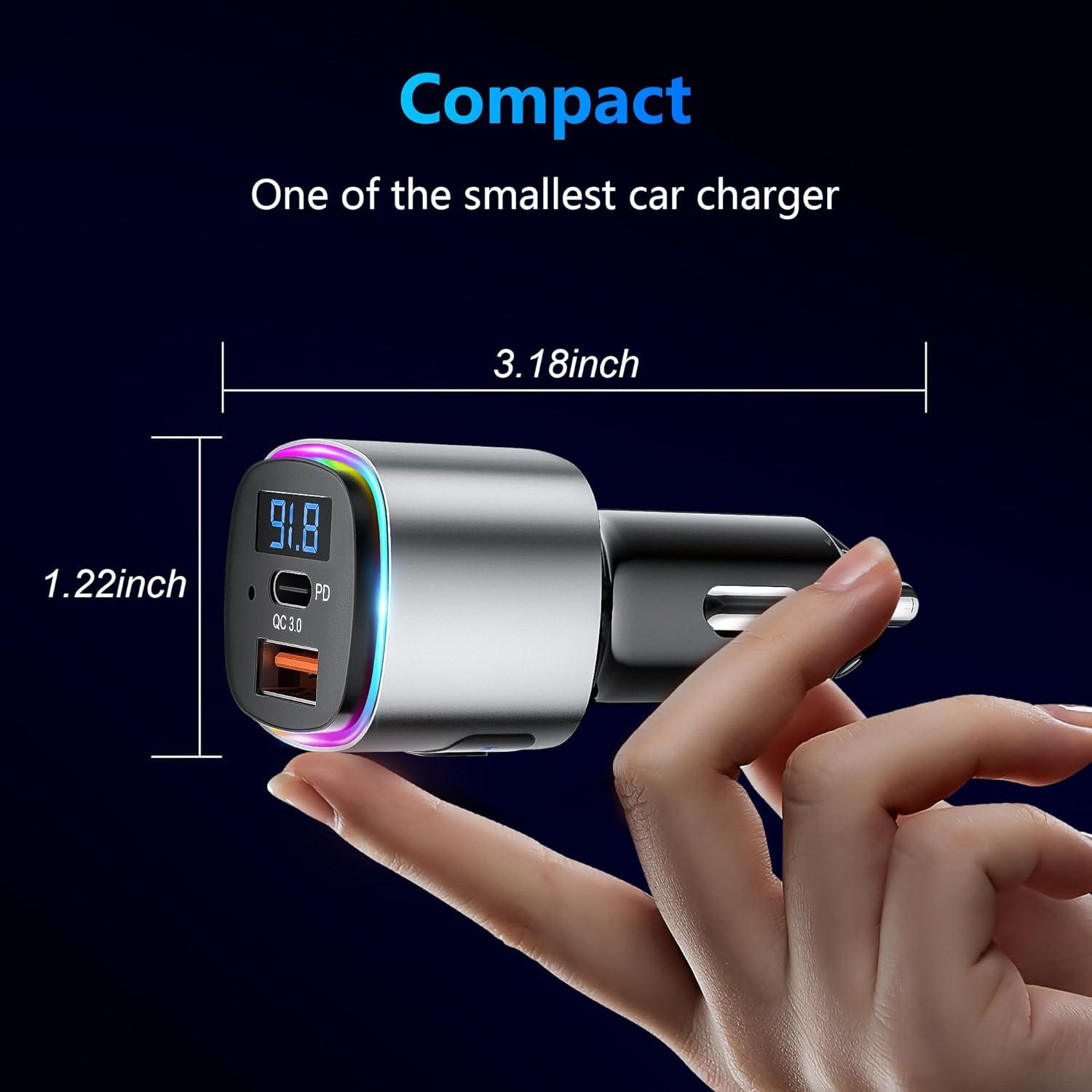 Transmisor FM Bluetooth SONRU BC41 con Carga Rápida 30W