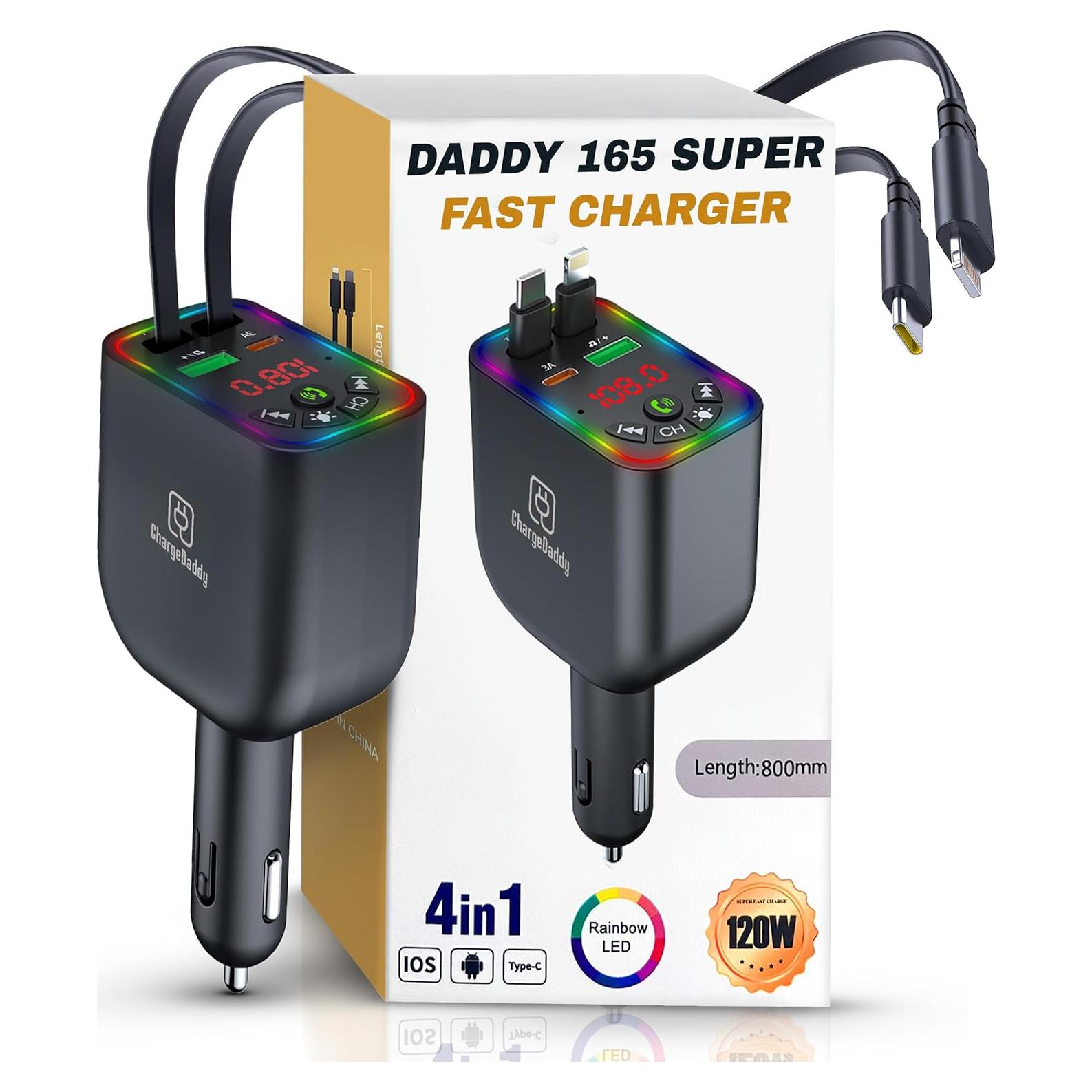 Transmisor FM Bluetooth 5.3 ChargeDaddy 120W con Carga Dual