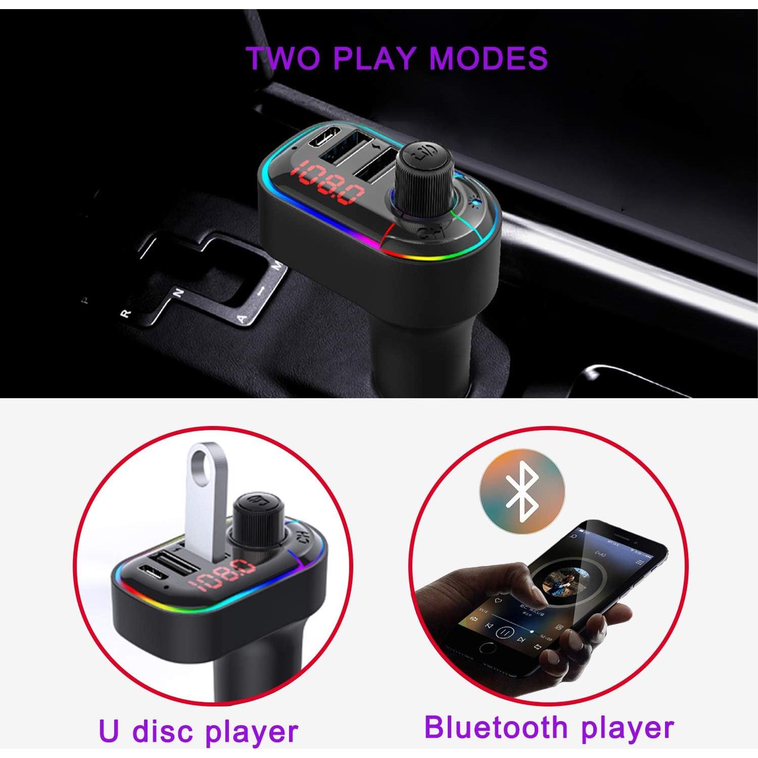 Transmisor FM Bluetooth 5.0 Eessley para coche con carga rápida