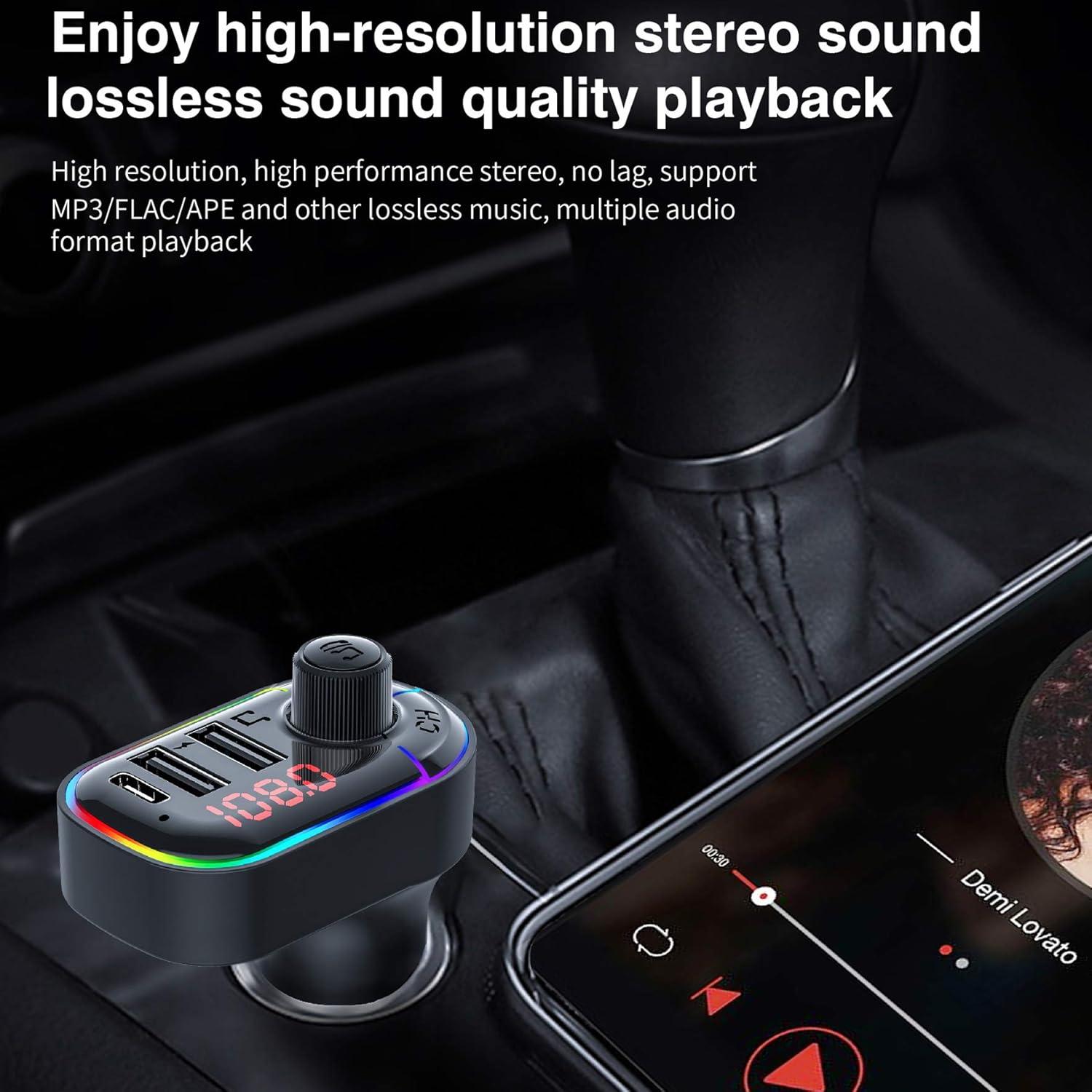 Transmisor FM Bluetooth 5.0 Eessley para coche con carga rápida