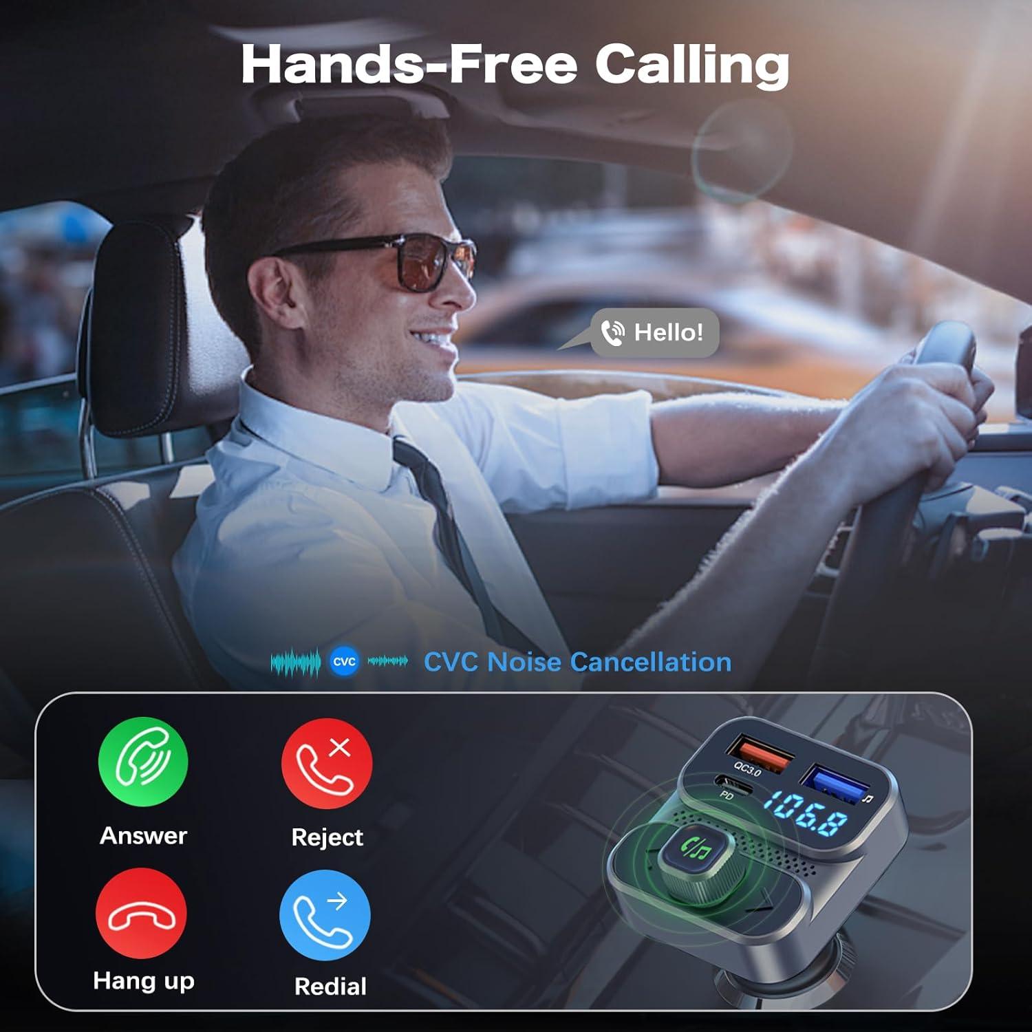 Transmisor FM Bluetooth 5.0 ILOKEY BC95LK con Cargador USB