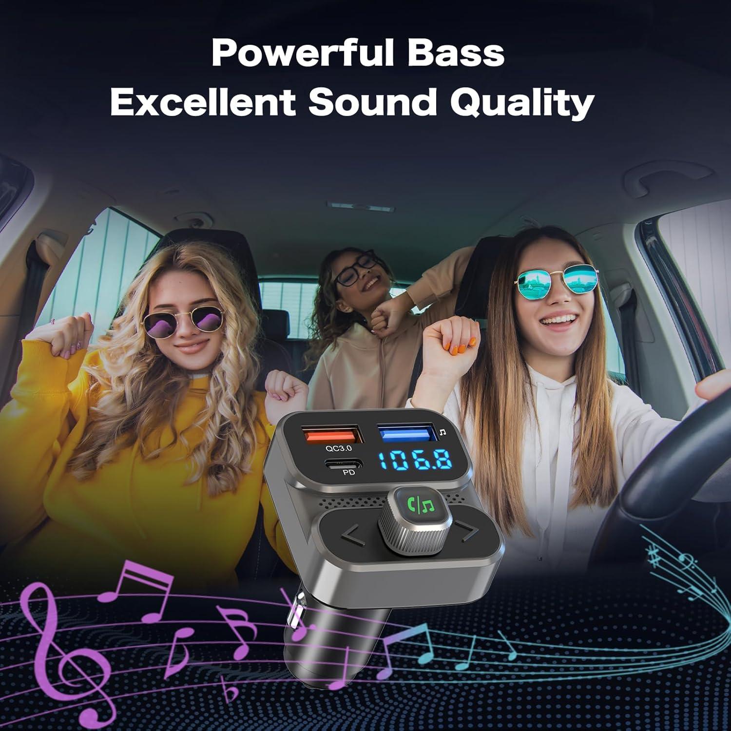 Transmisor FM Bluetooth 5.0 ILOKEY BC95LK con Cargador USB