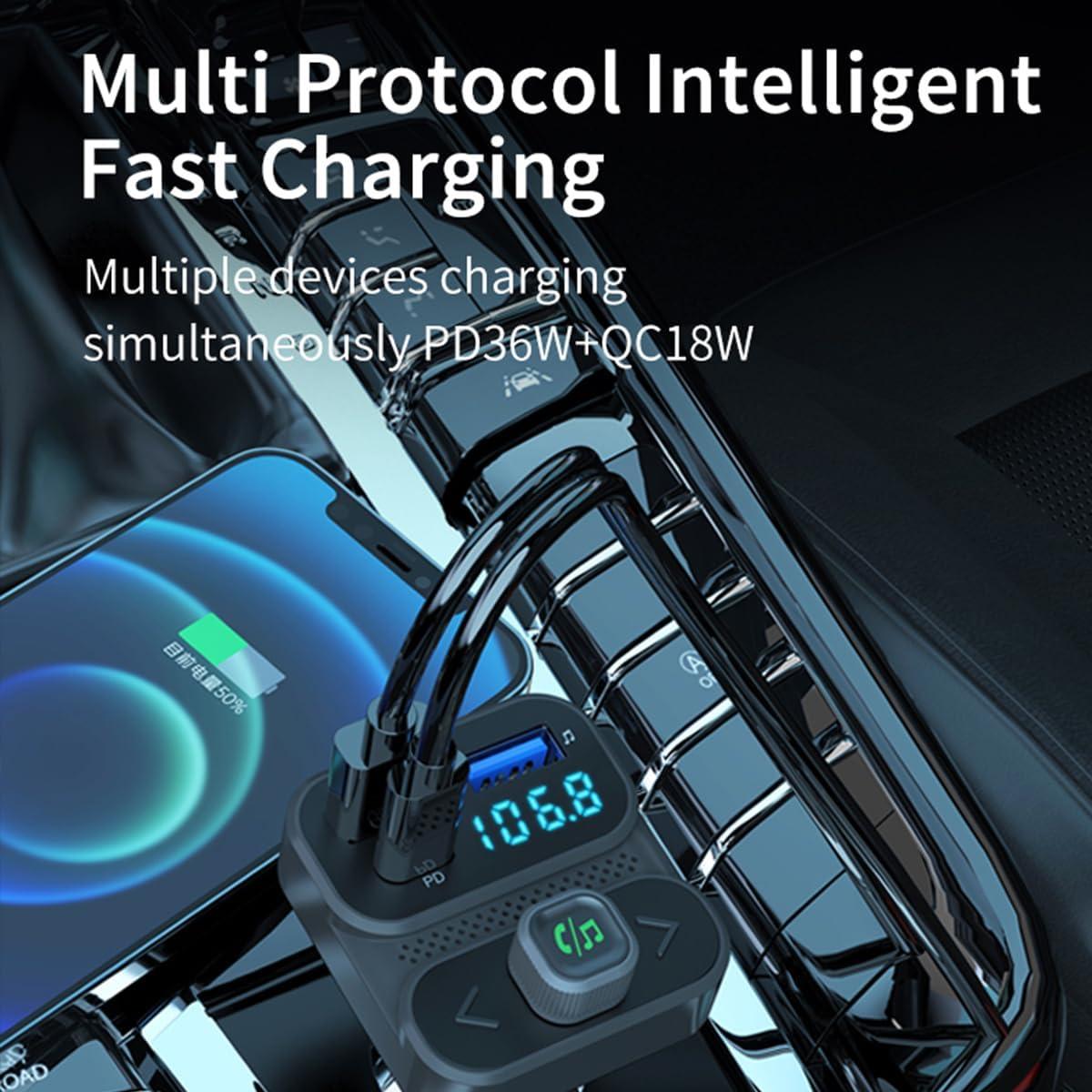 Transmisor FM Bluetooth 5.0 ILOKEY BC95LK con Cargador USB